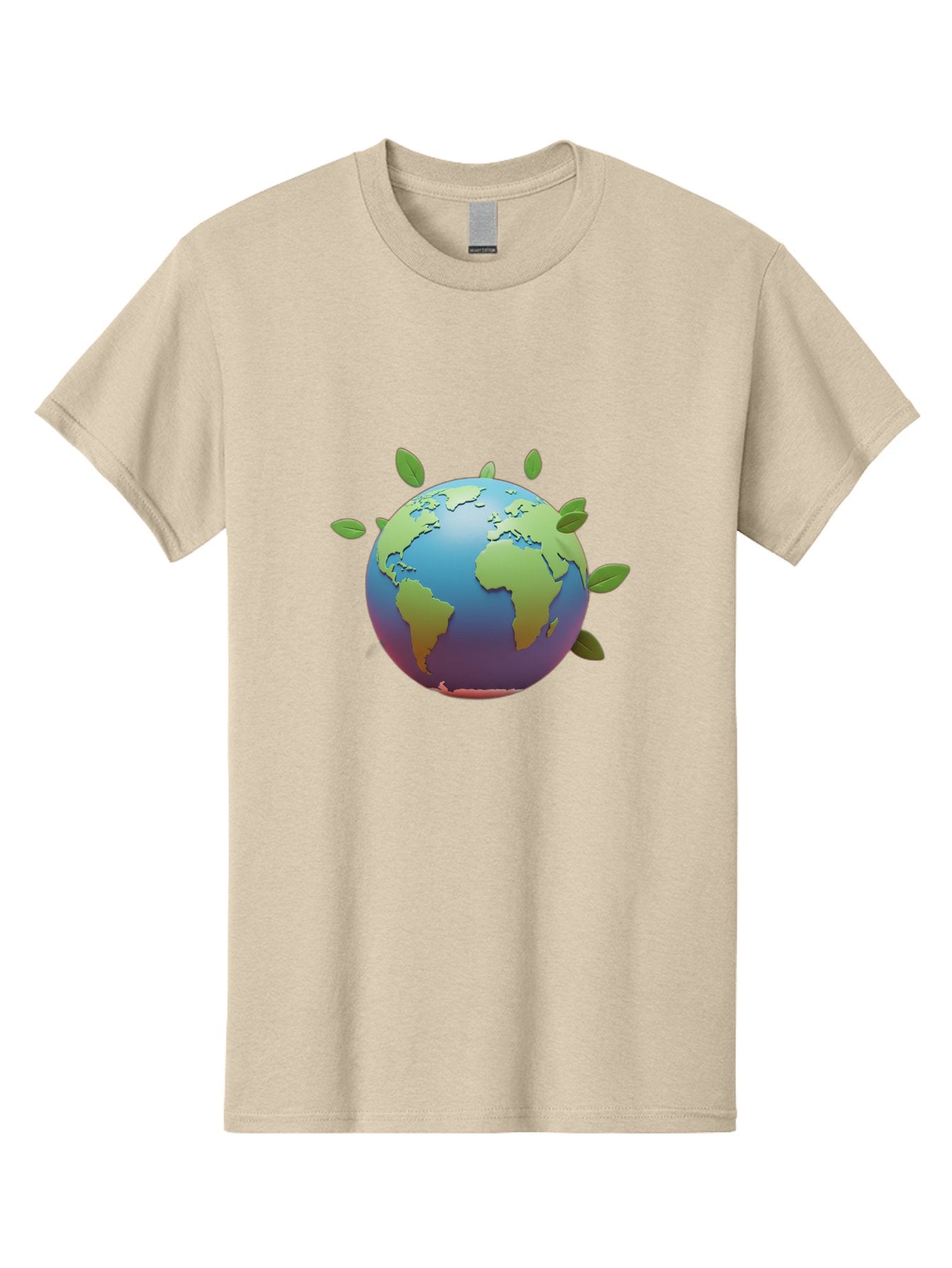 Globe-With-Leaves Men'S Graphic Tee, 100% Cotton, Comfortable Casual Summer Wear, Machine Washable, Globe With Leaves, Eco Friendly, Environmental Awareness, Green Earth, Sustainable Living, Eco Consciousness, World Unity Baa759 3
