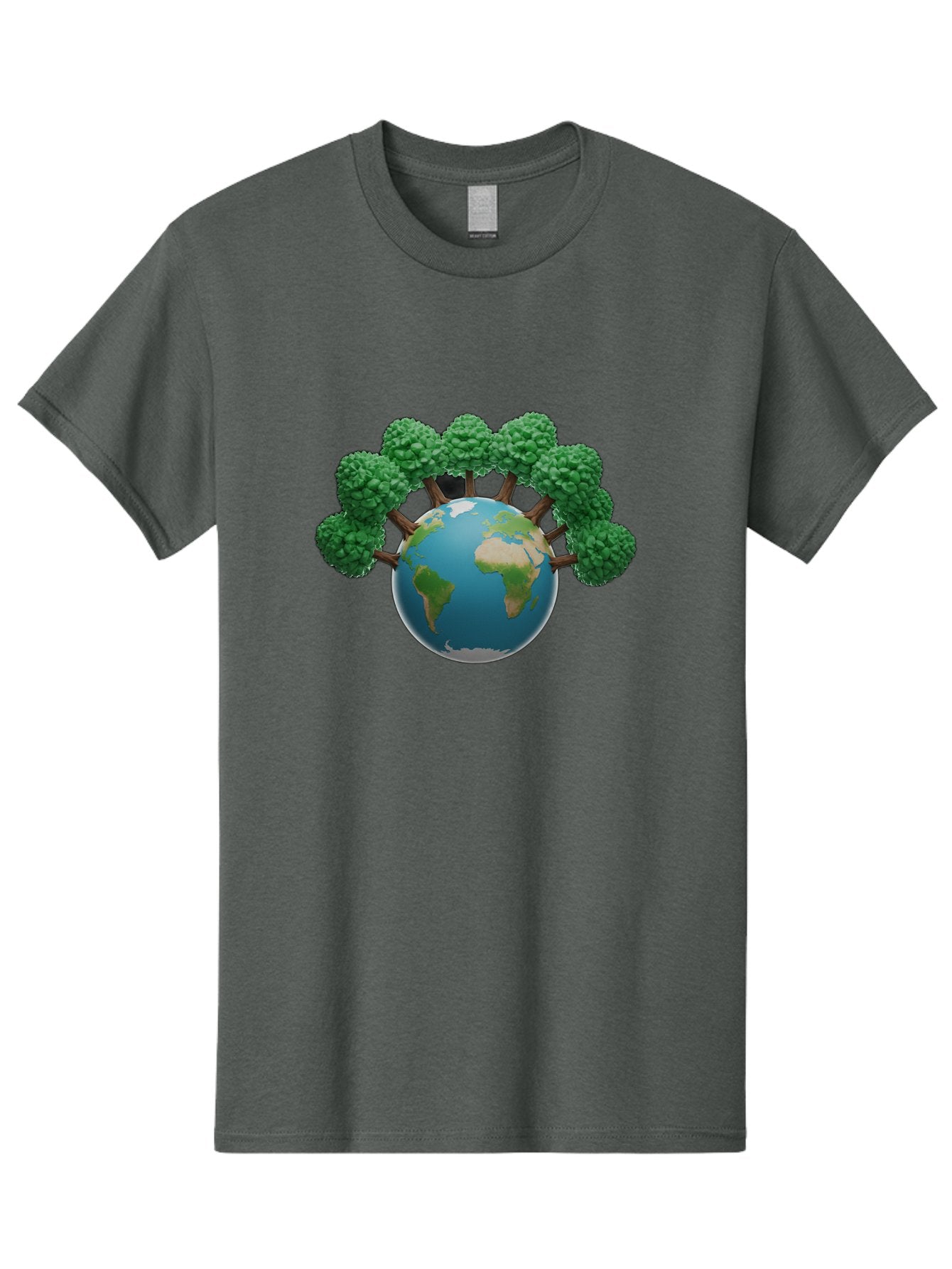Globe-With-Trees Men'S Graphic Tee, 100% Cotton, Comfortable Casual Summer Wear, Machine Washable, Globe With Trees, Earth Illustration, Virus Concept, Environmental Awareness, Eco Friendly, Tree Hugging Earth, Coronavirus, Global Unity, Baa761 4