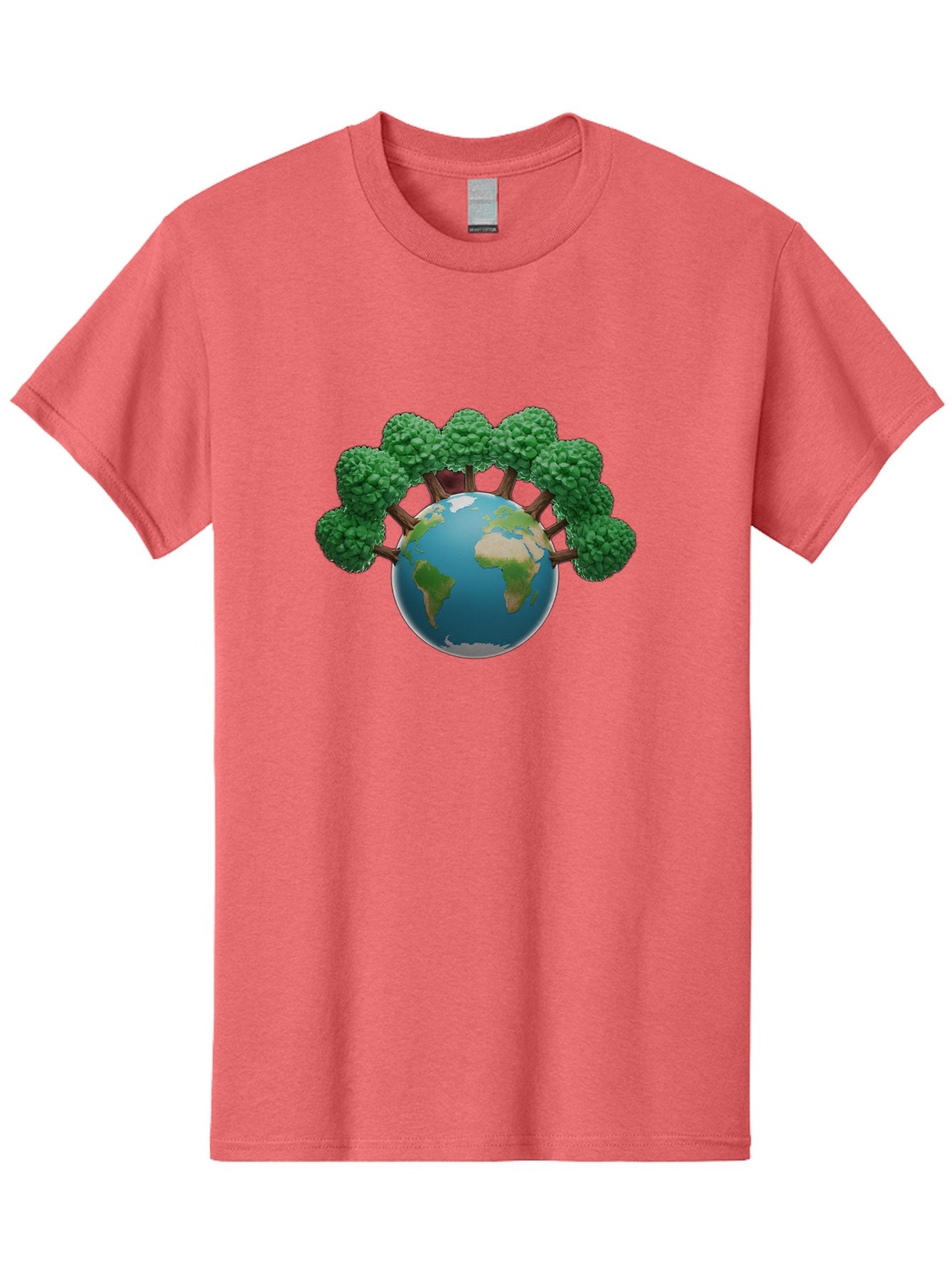 Globe-With-Trees Men'S Graphic Tee, 100% Cotton, Comfortable Casual Summer Wear, Machine Washable, Globe With Trees, Earth Illustration, Virus Concept, Environmental Awareness, Eco Friendly, Tree Hugging Earth, Coronavirus, Global Unity, Baa761 5