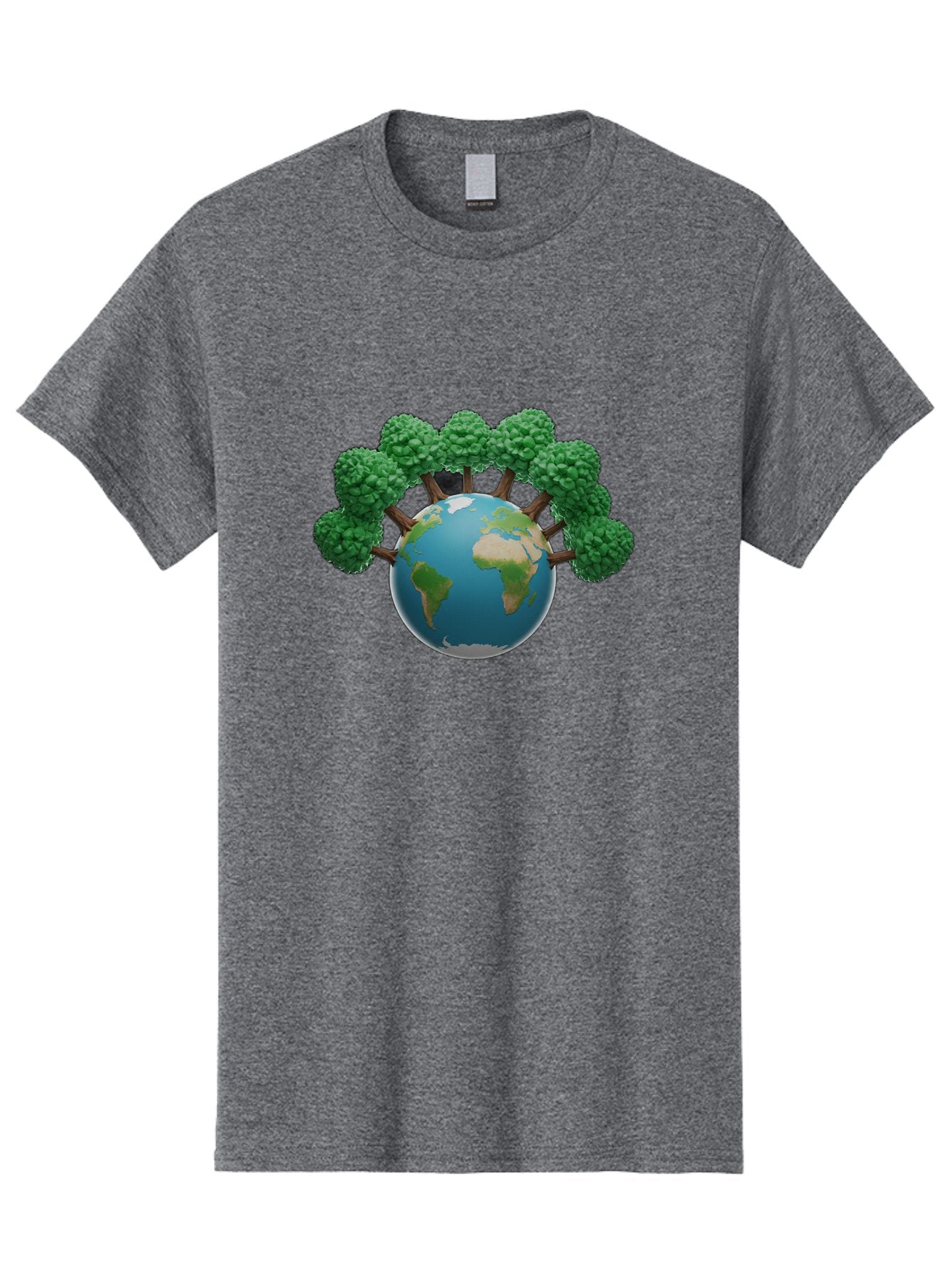 Globe-With-Trees Men'S Graphic Tee, 100% Cotton, Comfortable Casual Summer Wear, Machine Washable, Globe With Trees, Earth Illustration, Virus Concept, Environmental Awareness, Eco Friendly, Tree Hugging Earth, Coronavirus, Global Unity, Baa761 13