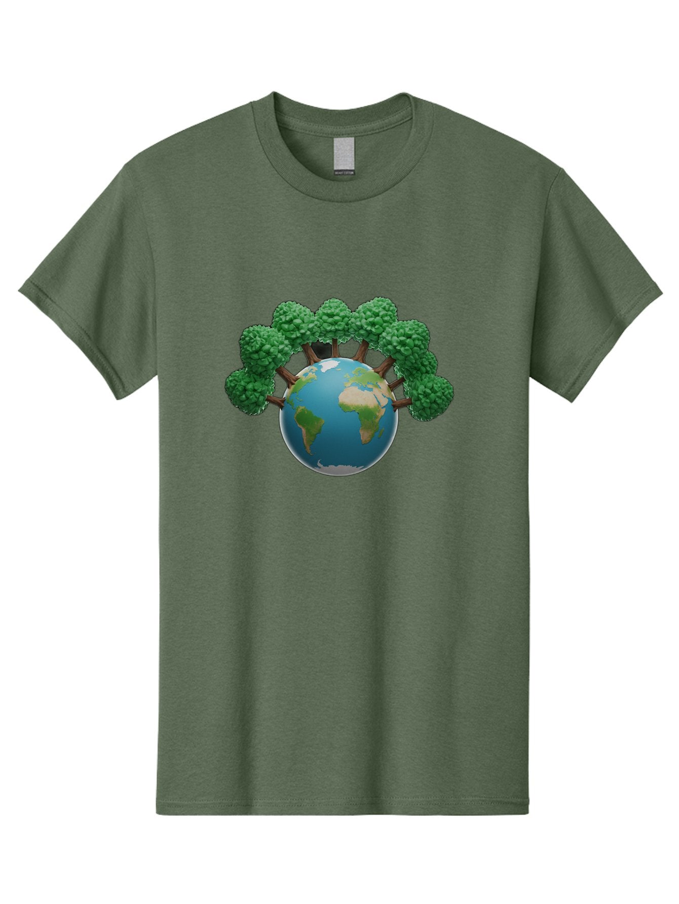 Globe-With-Trees Men'S Graphic Tee, 100% Cotton, Comfortable Casual Summer Wear, Machine Washable, Globe With Trees, Earth Illustration, Virus Concept, Environmental Awareness, Eco Friendly, Tree Hugging Earth, Coronavirus, Global Unity, Baa761 7