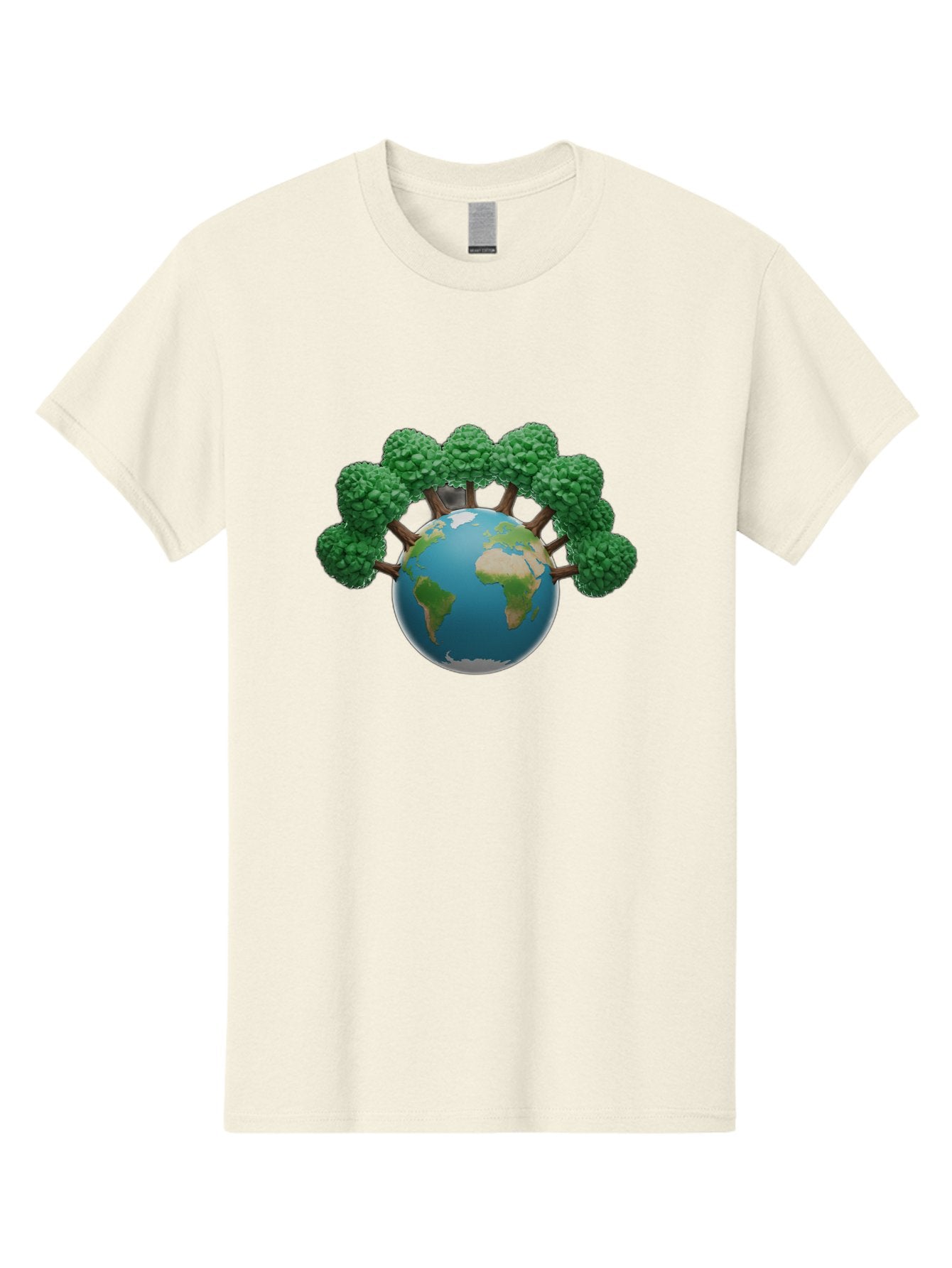 Globe-With-Trees Men'S Graphic Tee, 100% Cotton, Comfortable Casual Summer Wear, Machine Washable, Globe With Trees, Earth Illustration, Virus Concept, Environmental Awareness, Eco Friendly, Tree Hugging Earth, Coronavirus, Global Unity, Baa761 3