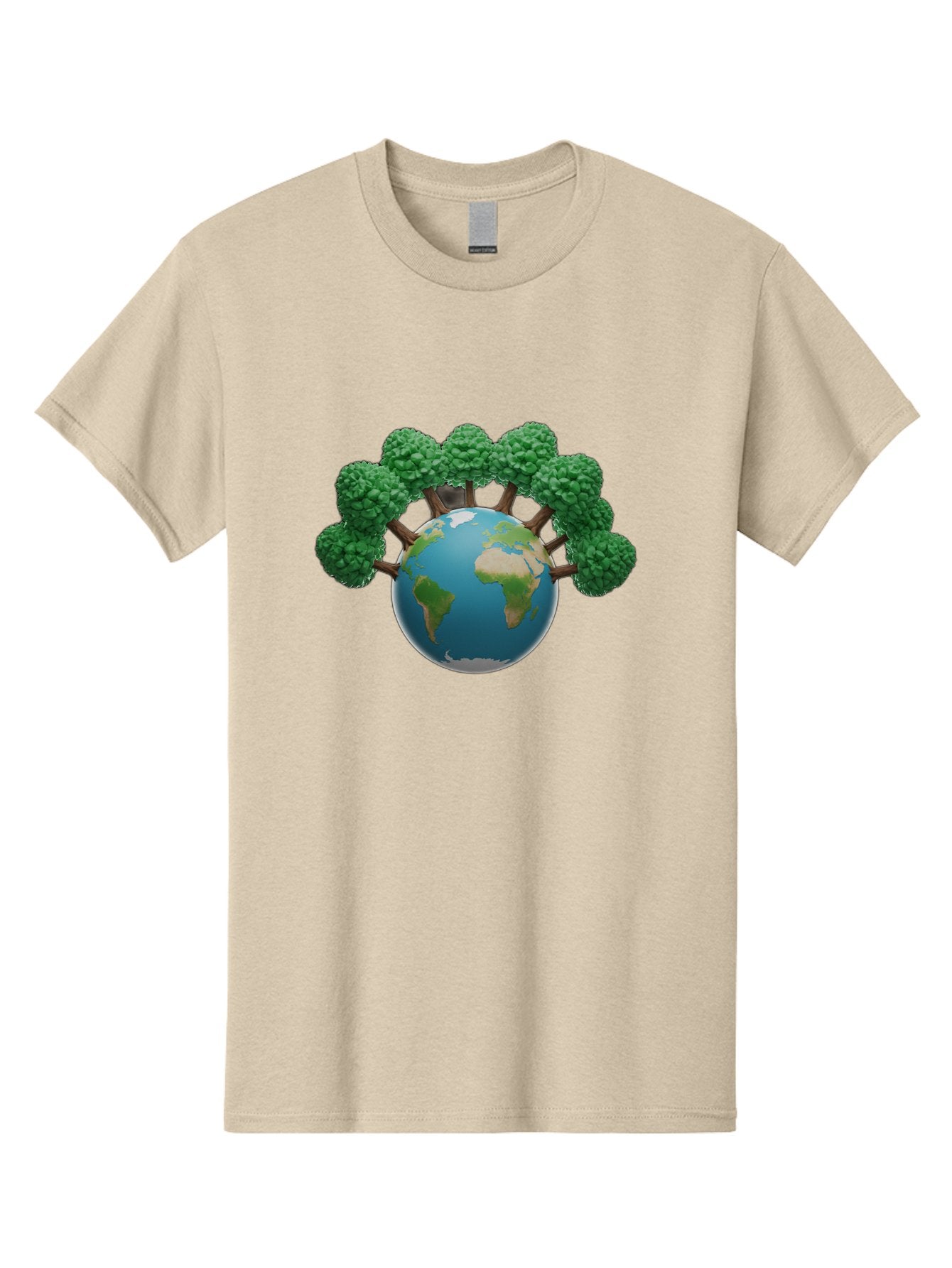 Globe-With-Trees Men'S Graphic Tee, 100% Cotton, Comfortable Casual Summer Wear, Machine Washable, Globe With Trees, Earth Illustration, Virus Concept, Environmental Awareness, Eco Friendly, Tree Hugging Earth, Coronavirus, Global Unity, Baa761