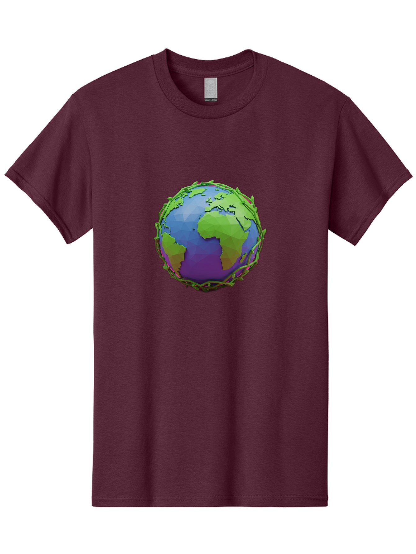 Globe-Wrapped-In-Chains Men'S Graphic Tee, 100% Cotton, Comfortable Casual Summer Wear, Machine Washable, 3D Globe, Chain-Like Vines Wrapping, Global Unity, Earthy Tones, Eco-Friendly Theme, Environmental Awareness, Natural Elements Baa763 13