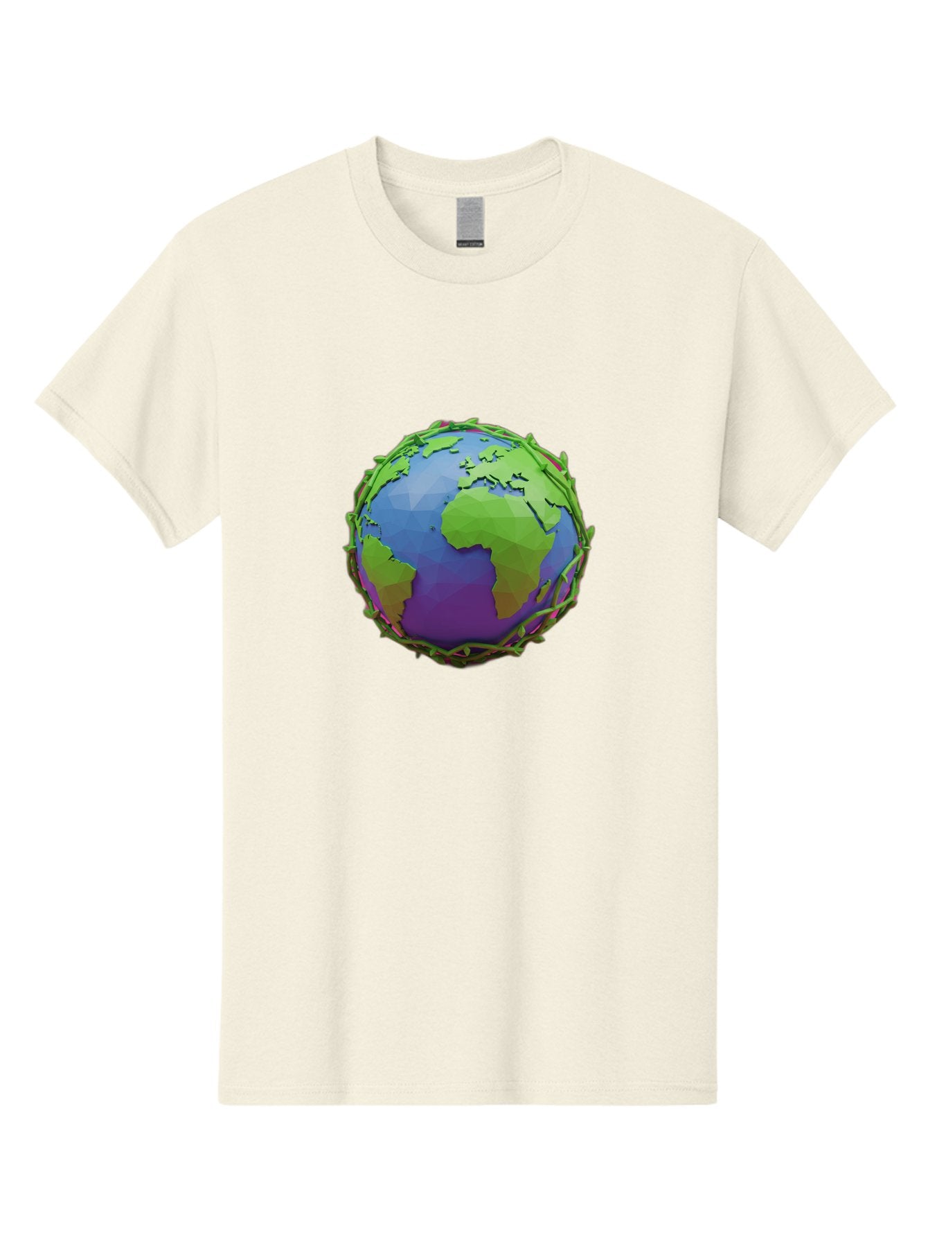 Globe-Wrapped-In-Chains Men'S Graphic Tee, 100% Cotton, Comfortable Casual Summer Wear, Machine Washable, 3D Globe, Chain-Like Vines Wrapping, Global Unity, Earthy Tones, Eco-Friendly Theme, Environmental Awareness, Natural Elements Baa763 7