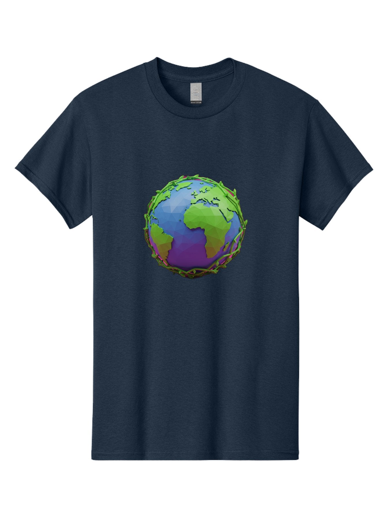 Globe-Wrapped-In-Chains Men'S Graphic Tee, 100% Cotton, Comfortable Casual Summer Wear, Machine Washable, 3D Globe, Chain-Like Vines Wrapping, Global Unity, Earthy Tones, Eco-Friendly Theme, Environmental Awareness, Natural Elements Baa763 14