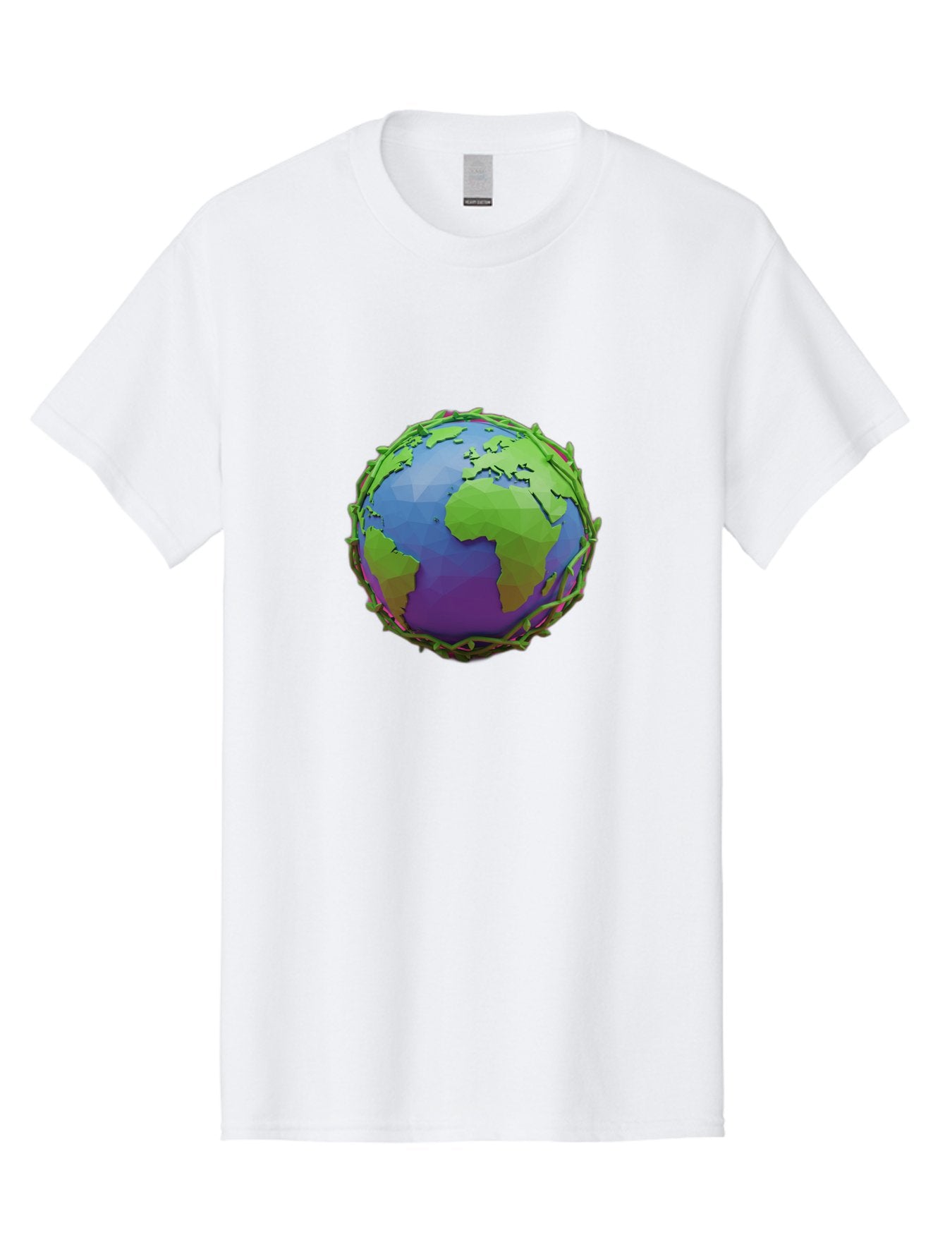 Globe-Wrapped-In-Chains Men'S Graphic Tee, 100% Cotton, Comfortable Casual Summer Wear, Machine Washable, 3D Globe, Chain-Like Vines Wrapping, Global Unity, Earthy Tones, Eco-Friendly Theme, Environmental Awareness, Natural Elements Baa763 15