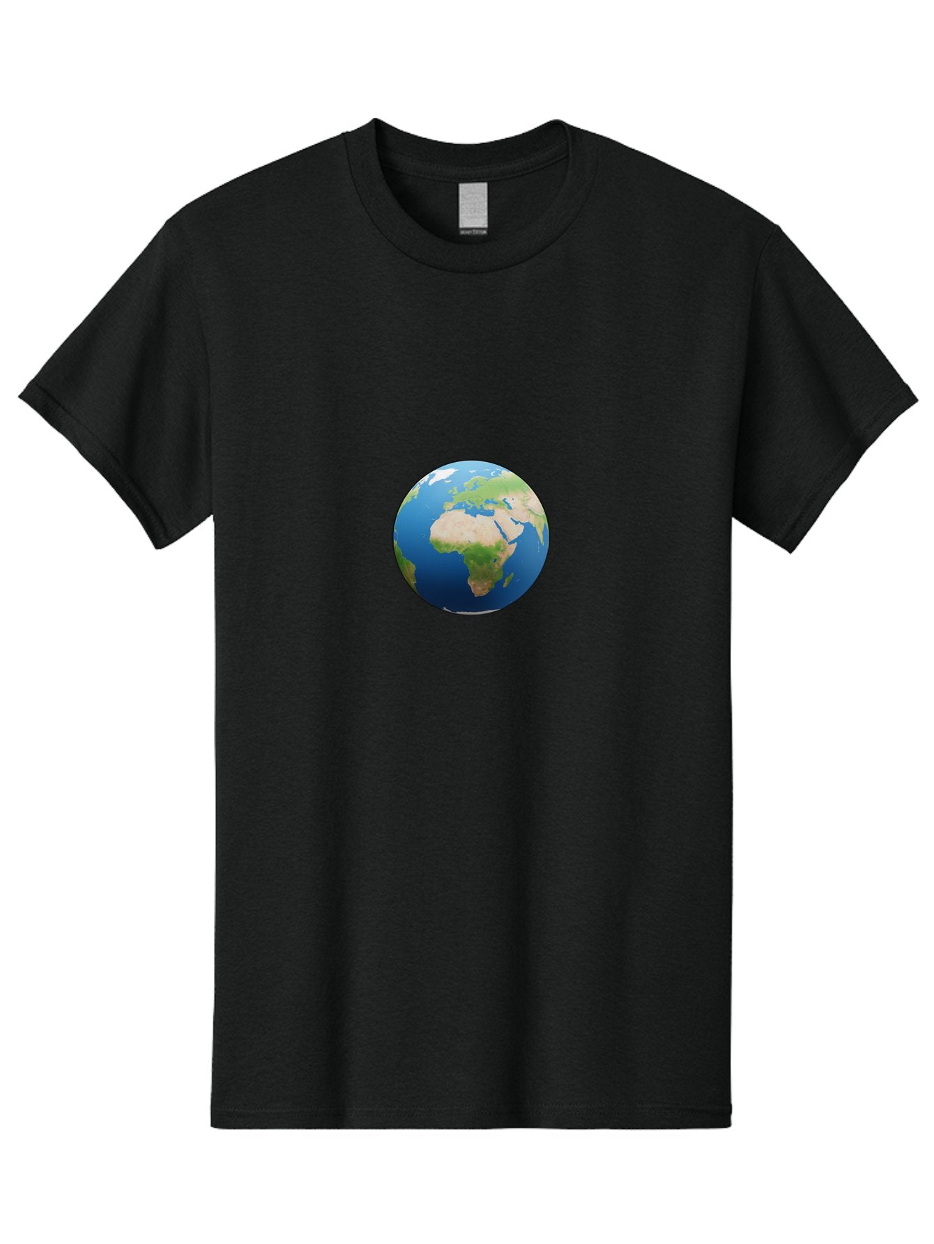 Globe Men'S Graphic Tee, 100% Cotton, Comfortable Casual Summer Wear, Machine Washable, Globe Showing Africa And Europe, World Map, Global View, International Geography, Planet Earth, Blue Oceans, Green Landmasses, 3D Rendering, Baa764