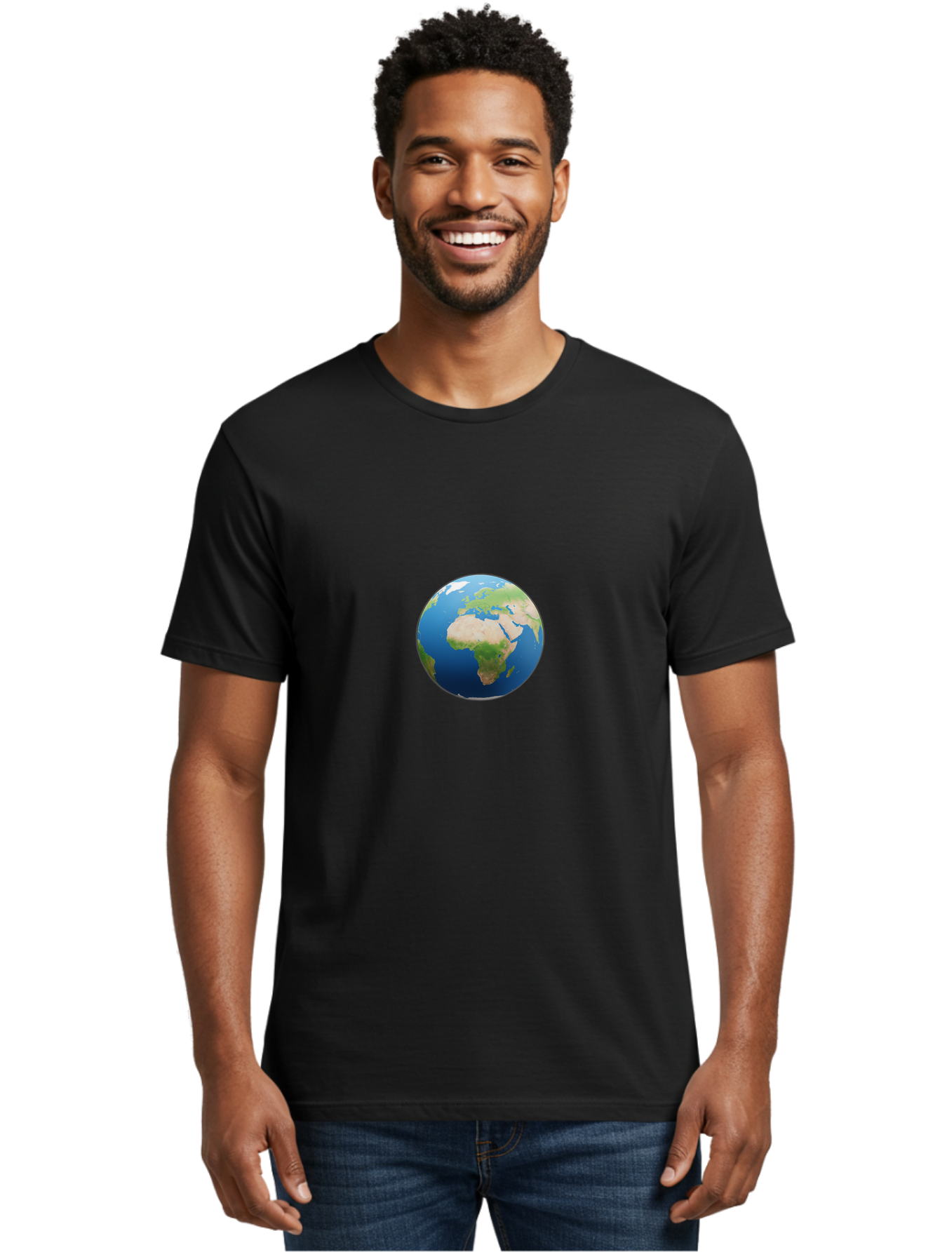 Globe Men'S Graphic Tee, 100% Cotton, Comfortable Casual Summer Wear, Machine Washable, Globe Showing Africa And Europe, World Map, Global View, International Geography, Planet Earth, Blue Oceans, Green Landmasses, 3D Rendering, Baa764 22