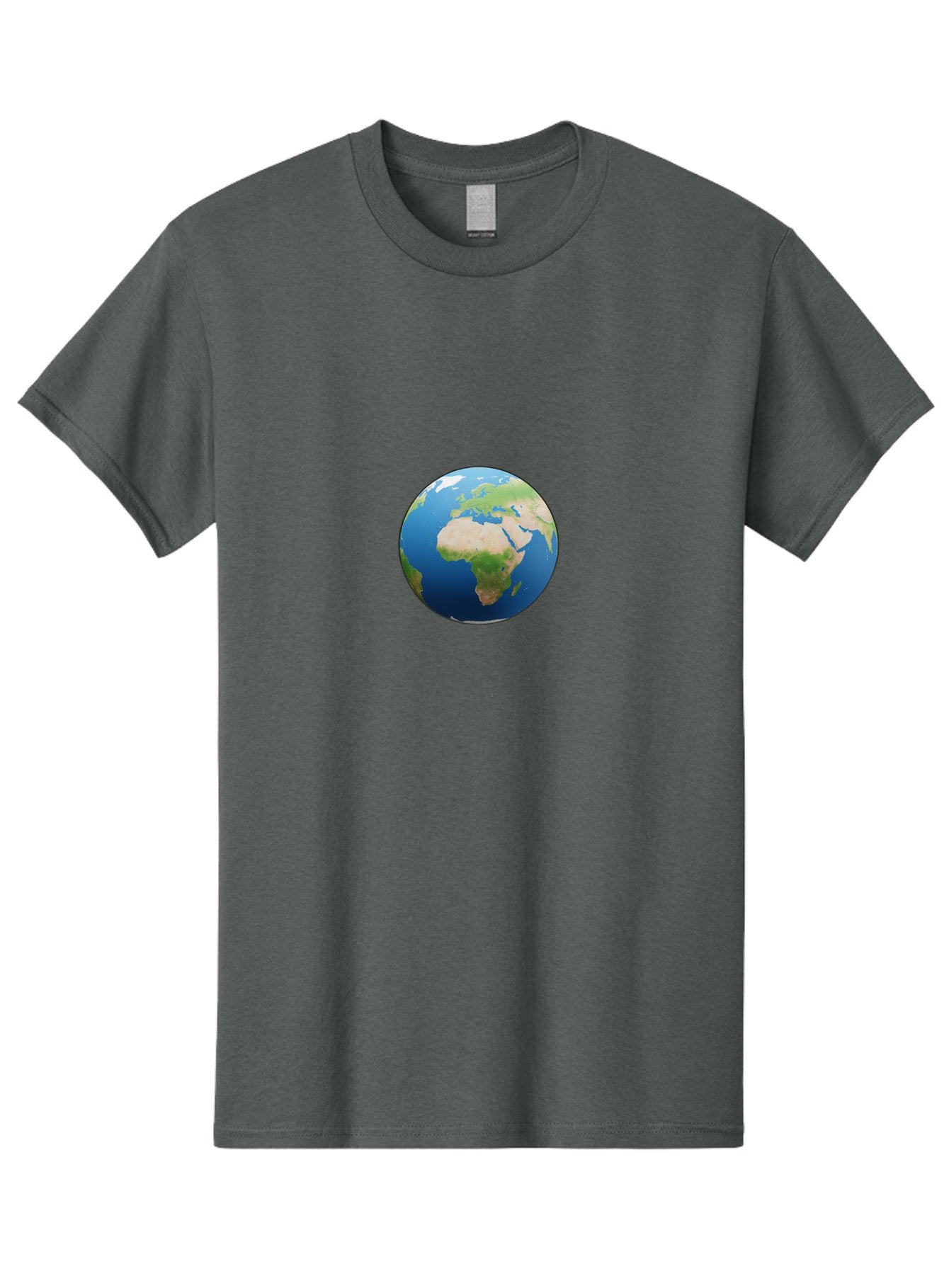 Globe Men'S Graphic Tee, 100% Cotton, Comfortable Casual Summer Wear, Machine Washable, Globe Showing Africa And Europe, World Map, Global View, International Geography, Planet Earth, Blue Oceans, Green Landmasses, 3D Rendering, Baa764