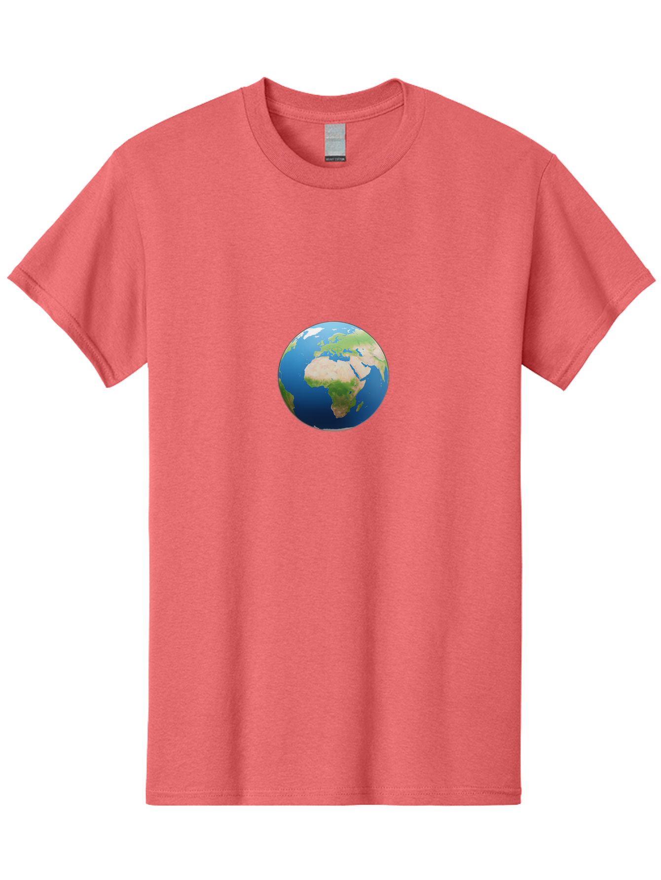 Globe Men'S Graphic Tee, 100% Cotton, Comfortable Casual Summer Wear, Machine Washable, Globe Showing Africa And Europe, World Map, Global View, International Geography, Planet Earth, Blue Oceans, Green Landmasses, 3D Rendering, Baa764 3