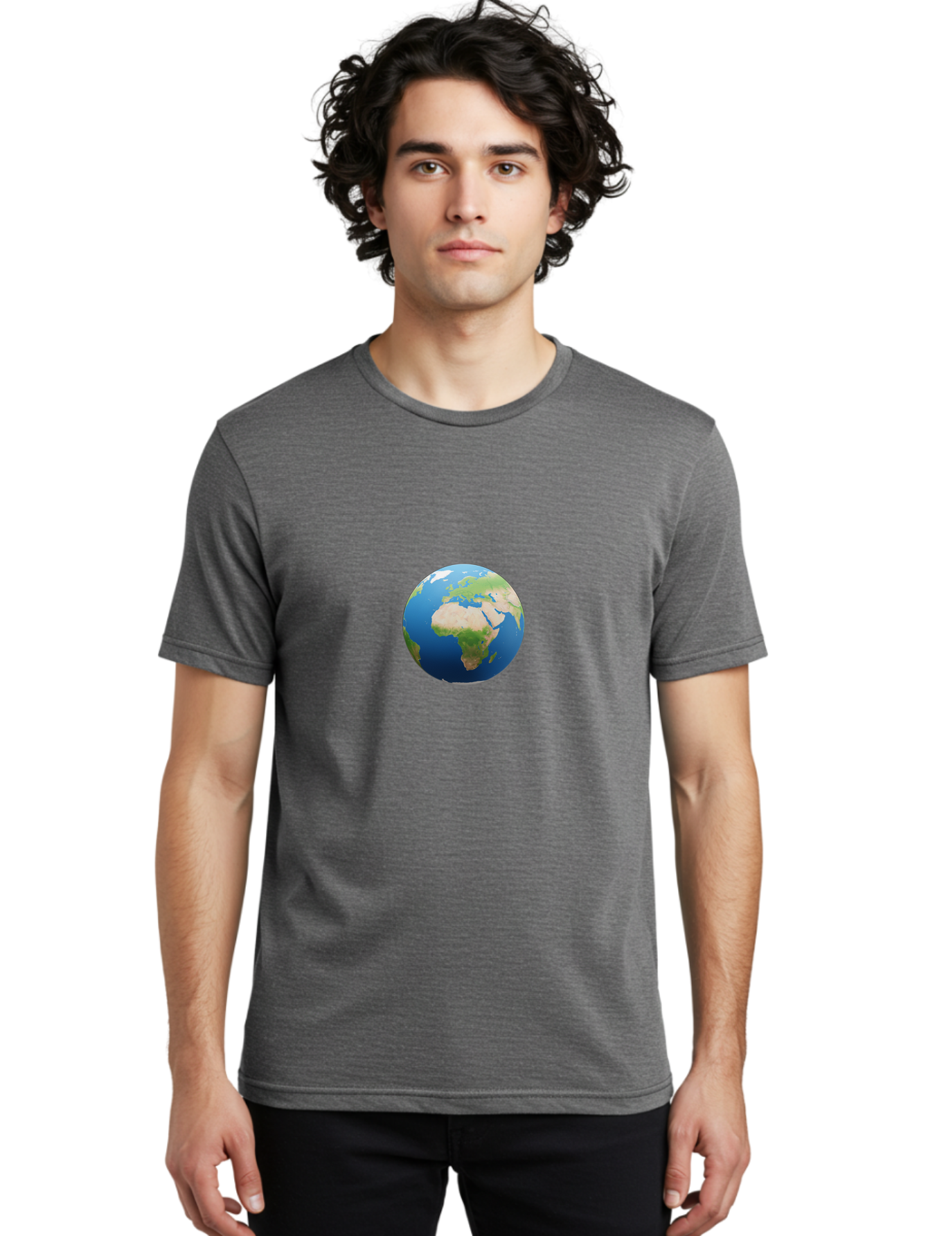 Globe Men'S Graphic Tee, 100% Cotton, Comfortable Casual Summer Wear, Machine Washable, Globe Showing Africa And Europe, World Map, Global View, International Geography, Planet Earth, Blue Oceans, Green Landmasses, 3D Rendering, Baa764 26