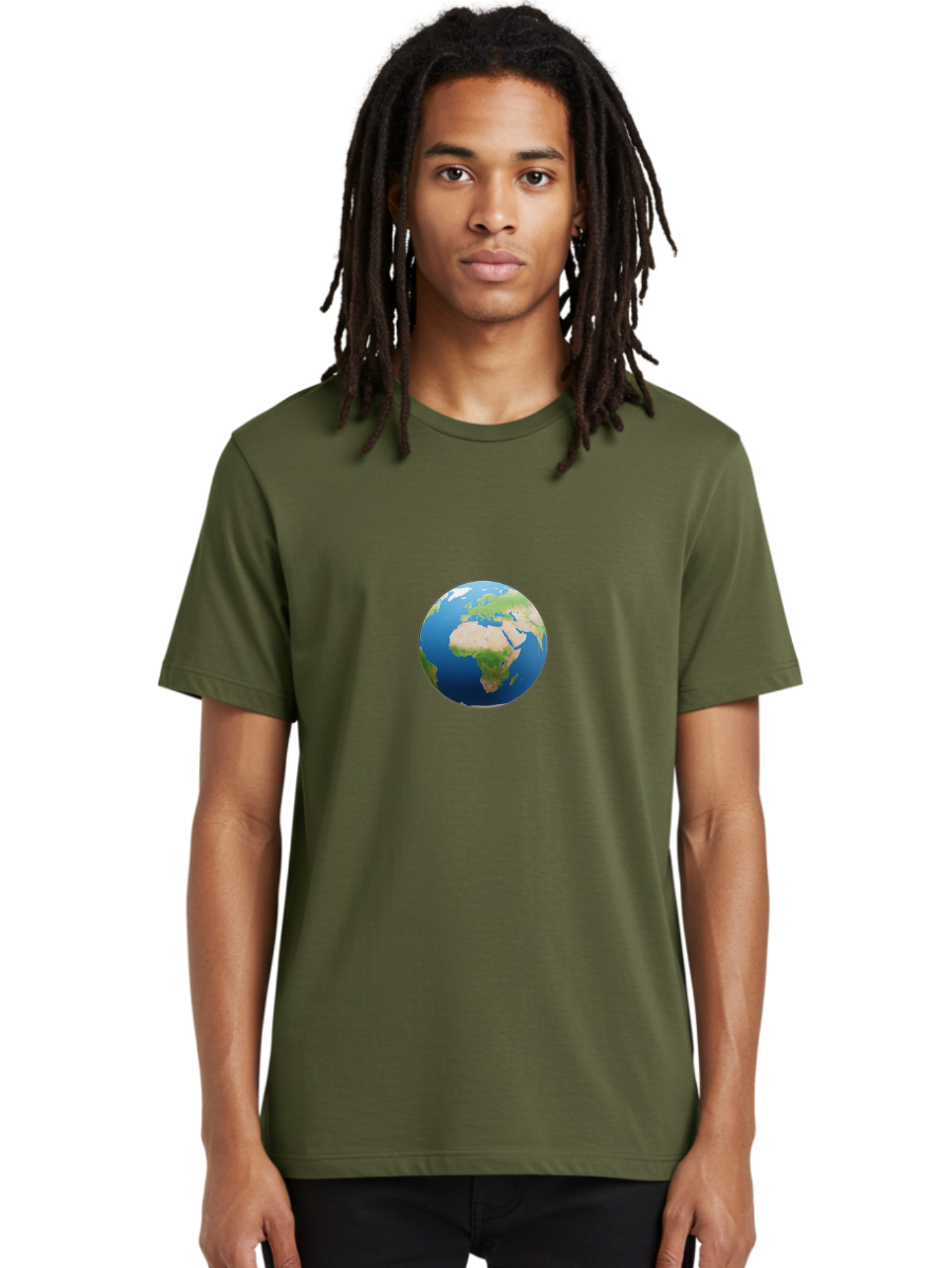 Globe Men'S Graphic Tee, 100% Cotton, Comfortable Casual Summer Wear, Machine Washable, Globe Showing Africa And Europe, World Map, Global View, International Geography, Planet Earth, Blue Oceans, Green Landmasses, 3D Rendering, Baa764 28