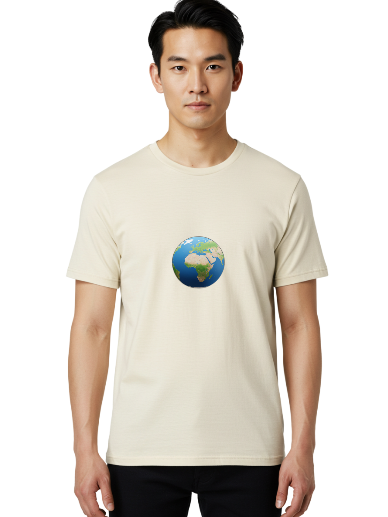 Globe Men'S Graphic Tee, 100% Cotton, Comfortable Casual Summer Wear, Machine Washable, Globe Showing Africa And Europe, World Map, Global View, International Geography, Planet Earth, Blue Oceans, Green Landmasses, 3D Rendering, Baa764 10