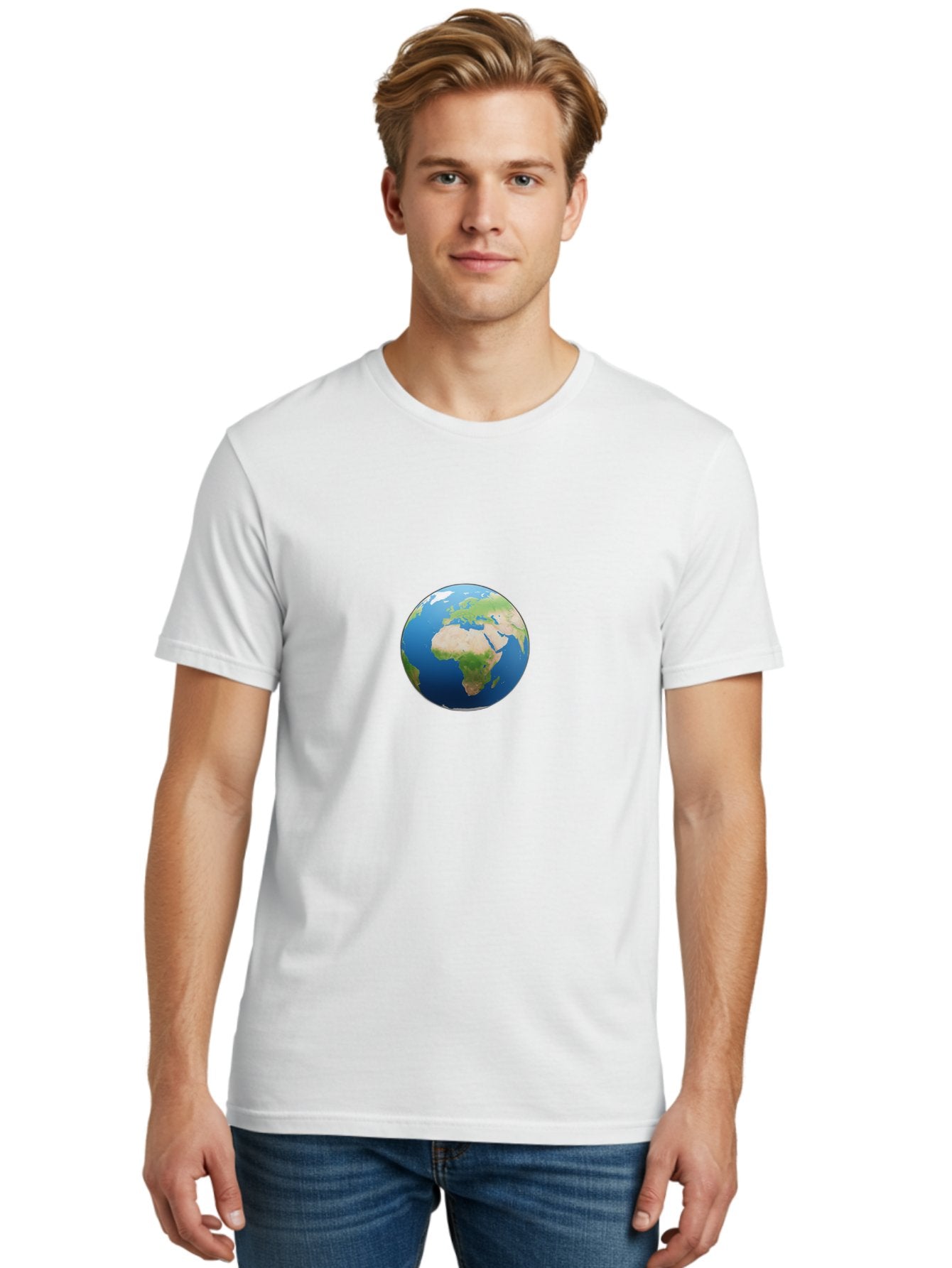 Globe Men'S Graphic Tee, 100% Cotton, Comfortable Casual Summer Wear, Machine Washable, Globe Showing Africa And Europe, World Map, Global View, International Geography, Planet Earth, Blue Oceans, Green Landmasses, 3D Rendering, Baa764 27