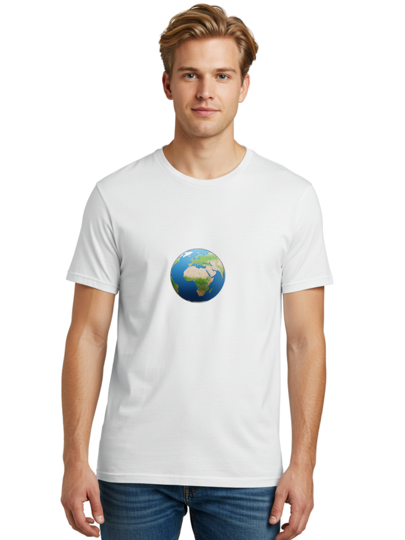 Globe Men'S Graphic Tee, 100% Cotton, Comfortable Casual Summer Wear, Machine Washable, Globe Showing Africa And Europe, World Map, Global View, International Geography, Planet Earth, Blue Oceans, Green Landmasses, 3D Rendering, Baa764 8