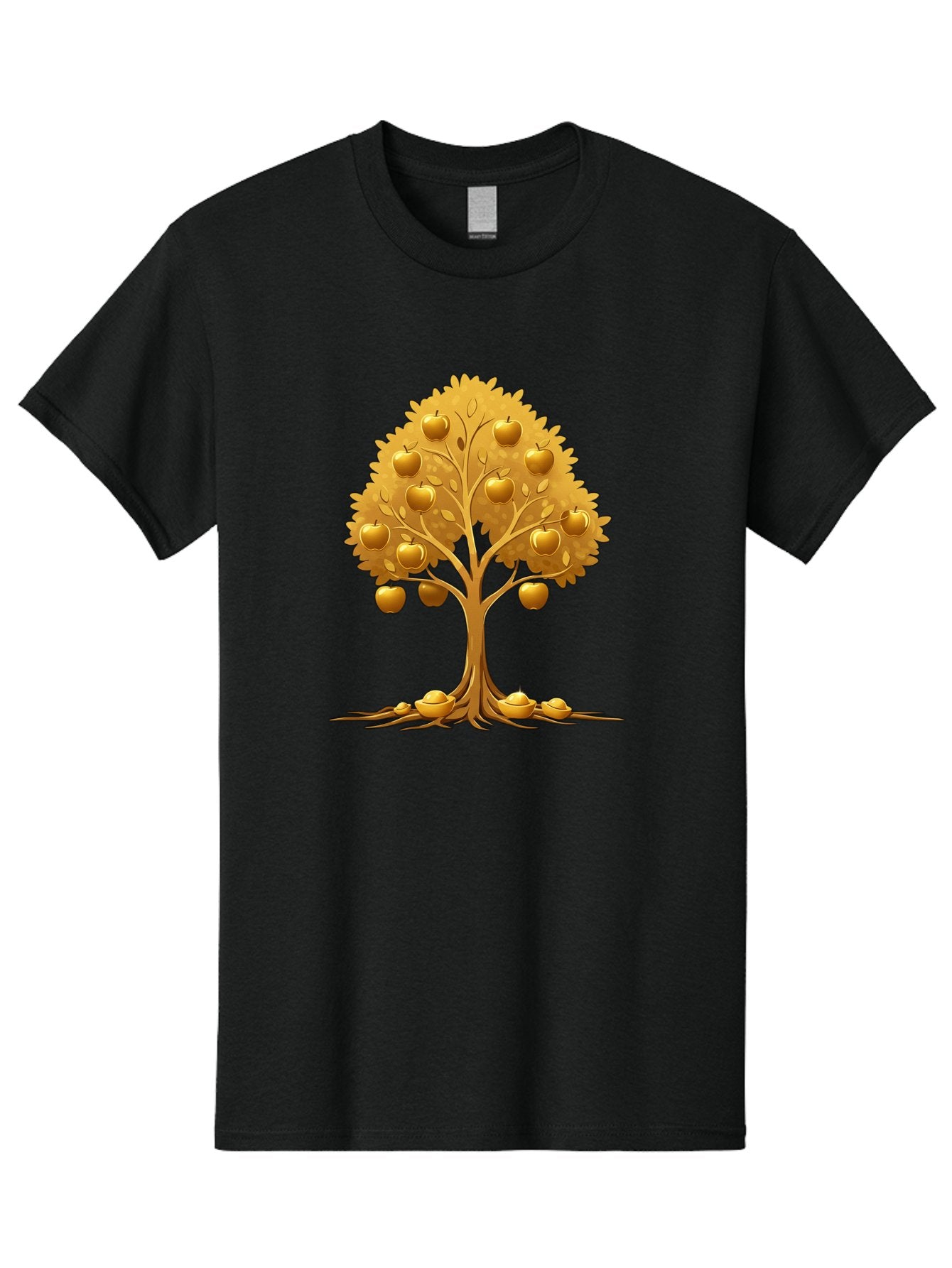 Golden-Apple-Tree Men'S Graphic Tee, 100% Cotton, Comfortable Casual Summer Wear, Machine Washable, Golden Apple Tree, Fruiting Tree, Lush Foliage, Abundant Harvest, Tree Roots, Golden Apples, Autumnal Theme, Symbol Of Prosperity Baa766 4