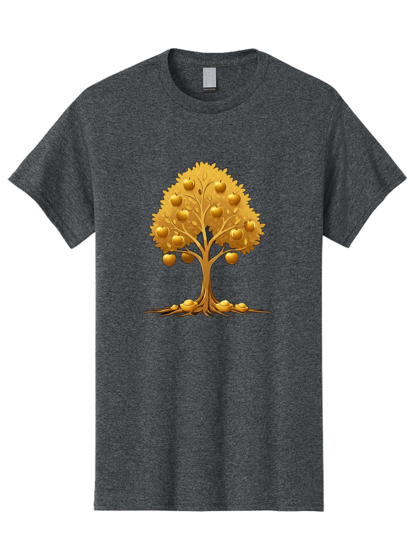 Golden-Apple-Tree Men'S Graphic Tee, 100% Cotton, Comfortable Casual Summer Wear, Machine Washable, Golden Apple Tree, Fruiting Tree, Lush Foliage, Abundant Harvest, Tree Roots, Golden Apples, Autumnal Theme, Symbol Of Prosperity Baa766 11