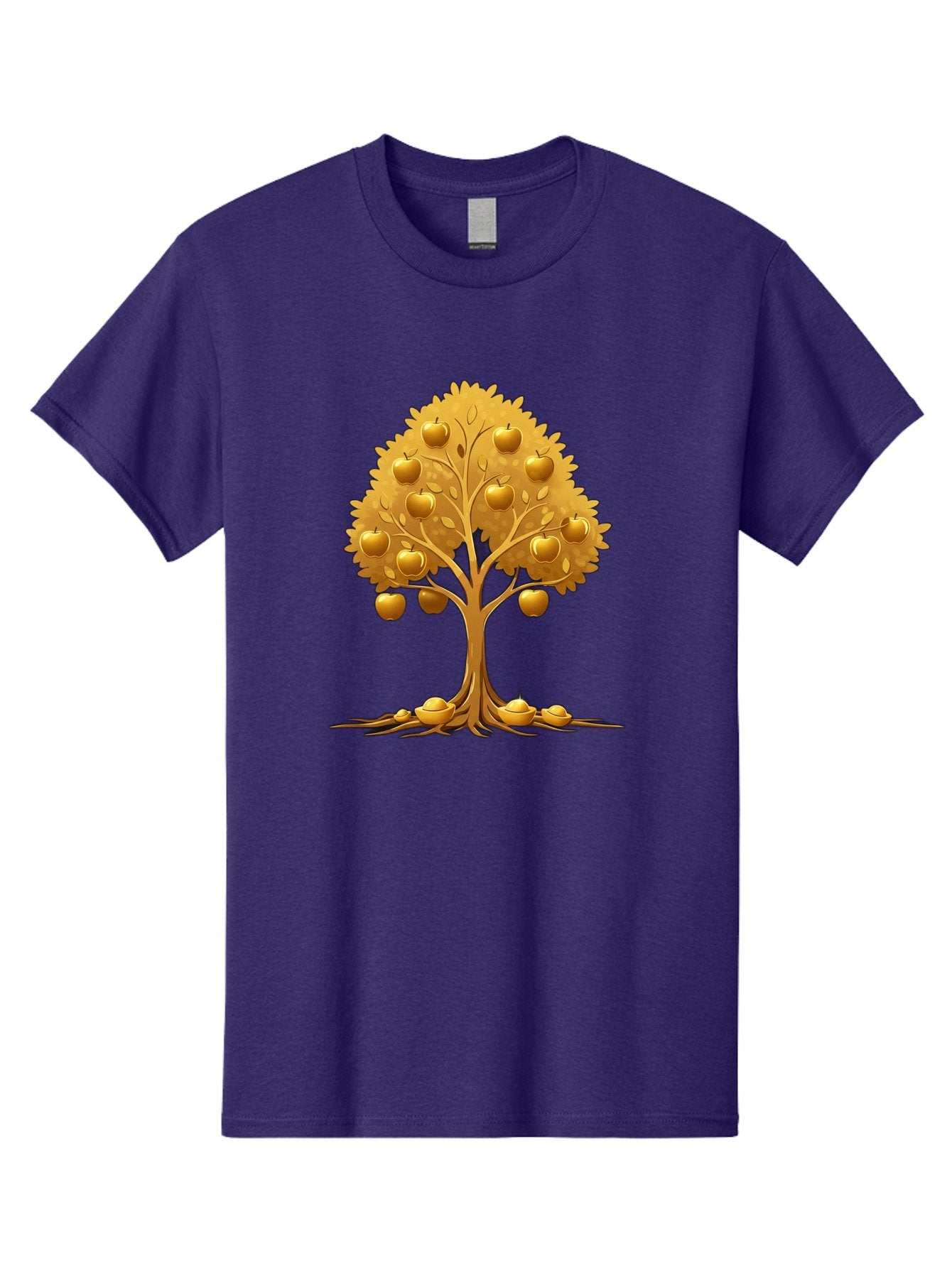 Golden-Apple-Tree Men'S Graphic Tee, 100% Cotton, Comfortable Casual Summer Wear, Machine Washable, Golden Apple Tree, Fruiting Tree, Lush Foliage, Abundant Harvest, Tree Roots, Golden Apples, Autumnal Theme, Symbol Of Prosperity Baa766 12