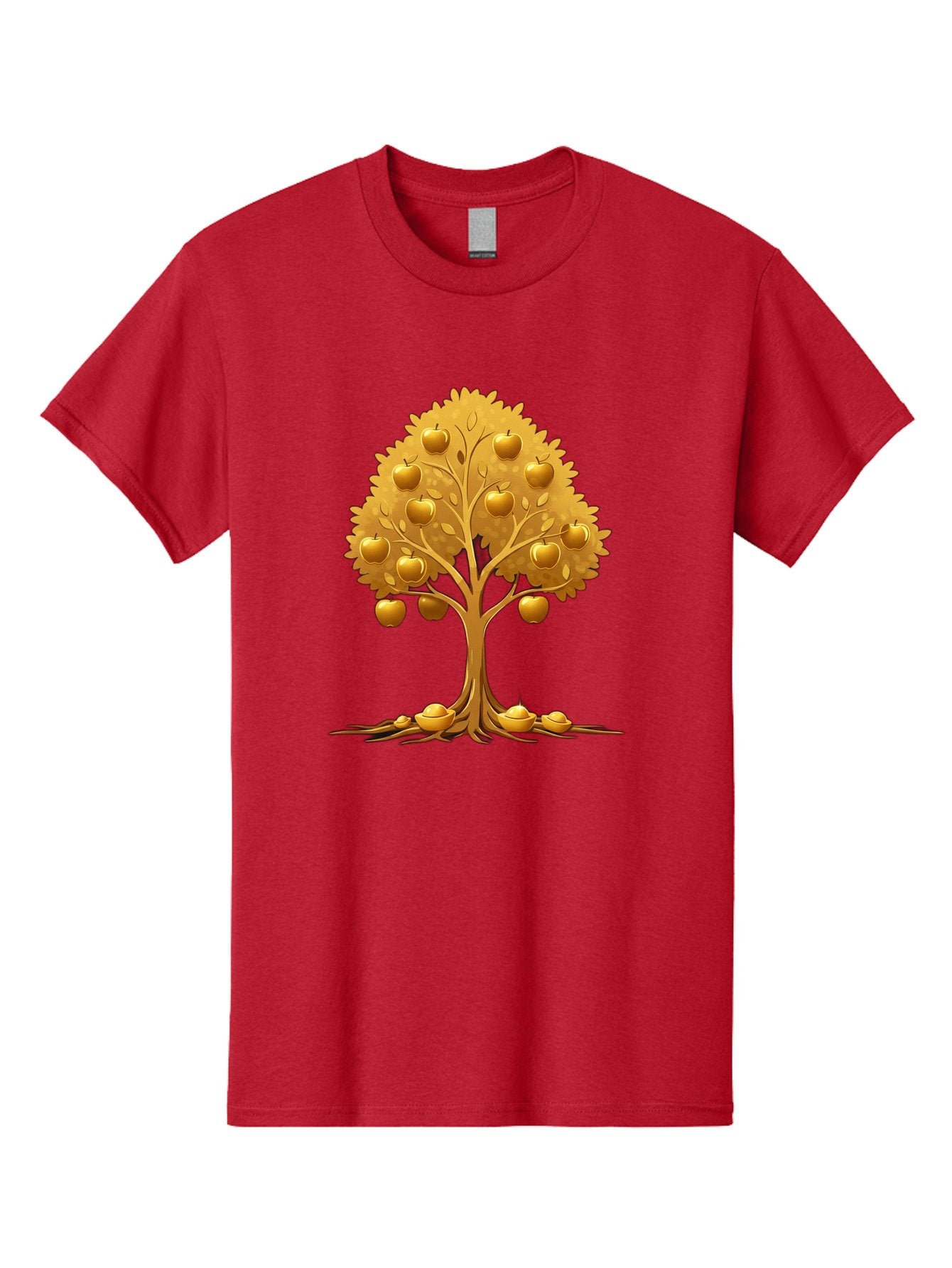 Golden-Apple-Tree Men'S Graphic Tee, 100% Cotton, Comfortable Casual Summer Wear, Machine Washable, Golden Apple Tree, Fruiting Tree, Lush Foliage, Abundant Harvest, Tree Roots, Golden Apples, Autumnal Theme, Symbol Of Prosperity Baa766 6