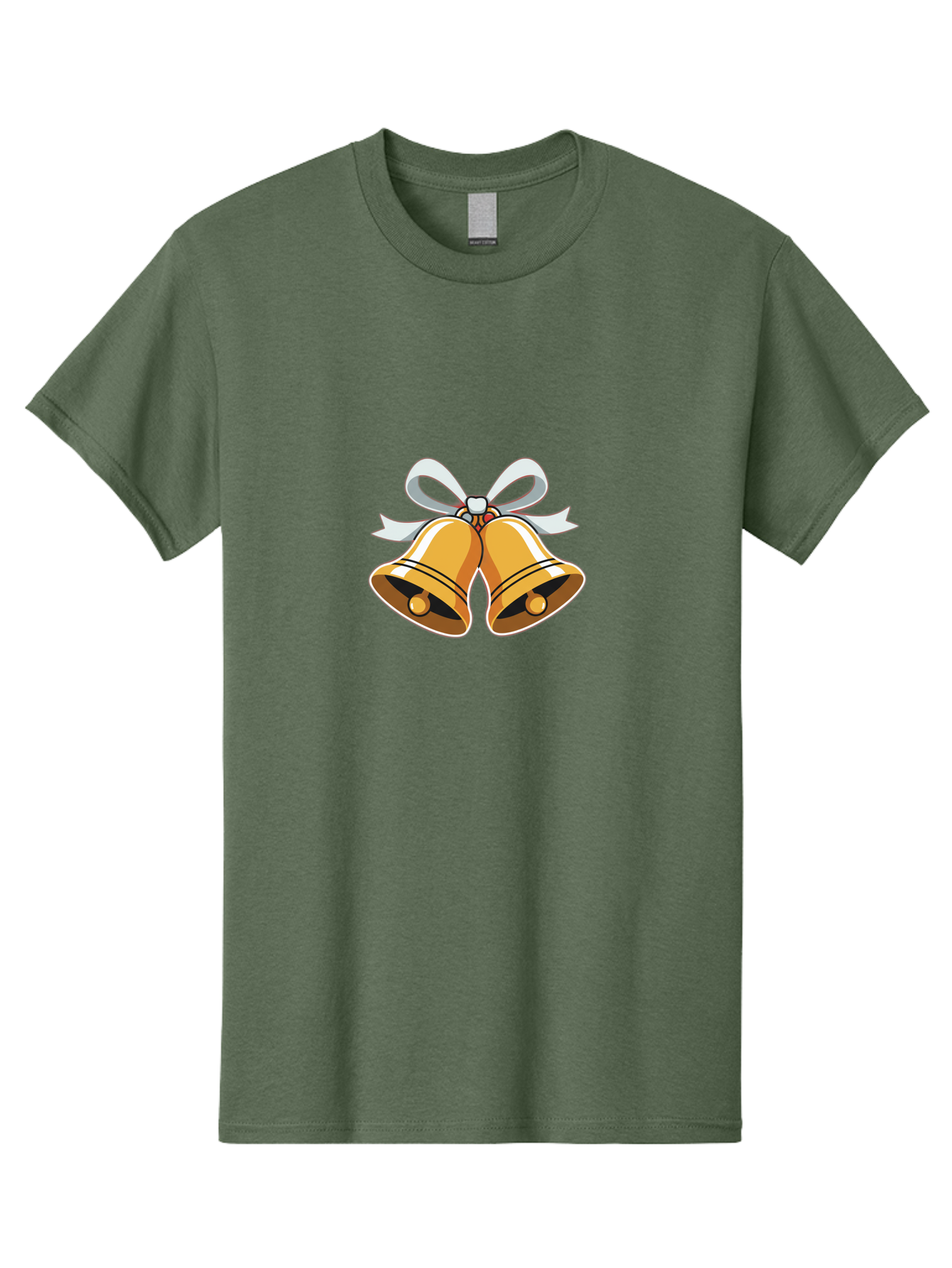 Golden-Bells-1 Men'S Graphic Tee, 100% Cotton, Comfortable Casual Summer Wear, Machine Washable, Golden Christmas Bells, Festive Decoration, Holiday Symbols, Shiny Bells, White Ribbon, Christmas Theme, Festive Atmosphere, Holiday Cheer, Baa768