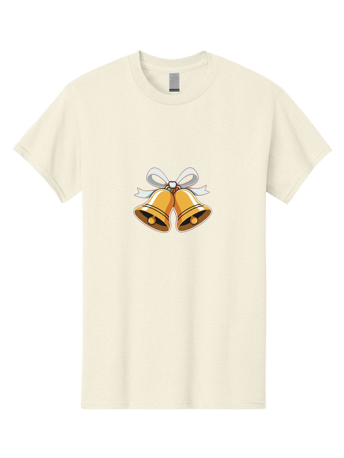 Golden-Bells-1 Men'S Graphic Tee, 100% Cotton, Comfortable Casual Summer Wear, Machine Washable, Golden Christmas Bells, Festive Decoration, Holiday Symbols, Shiny Bells, White Ribbon, Christmas Theme, Festive Atmosphere, Holiday Cheer, Baa768 4