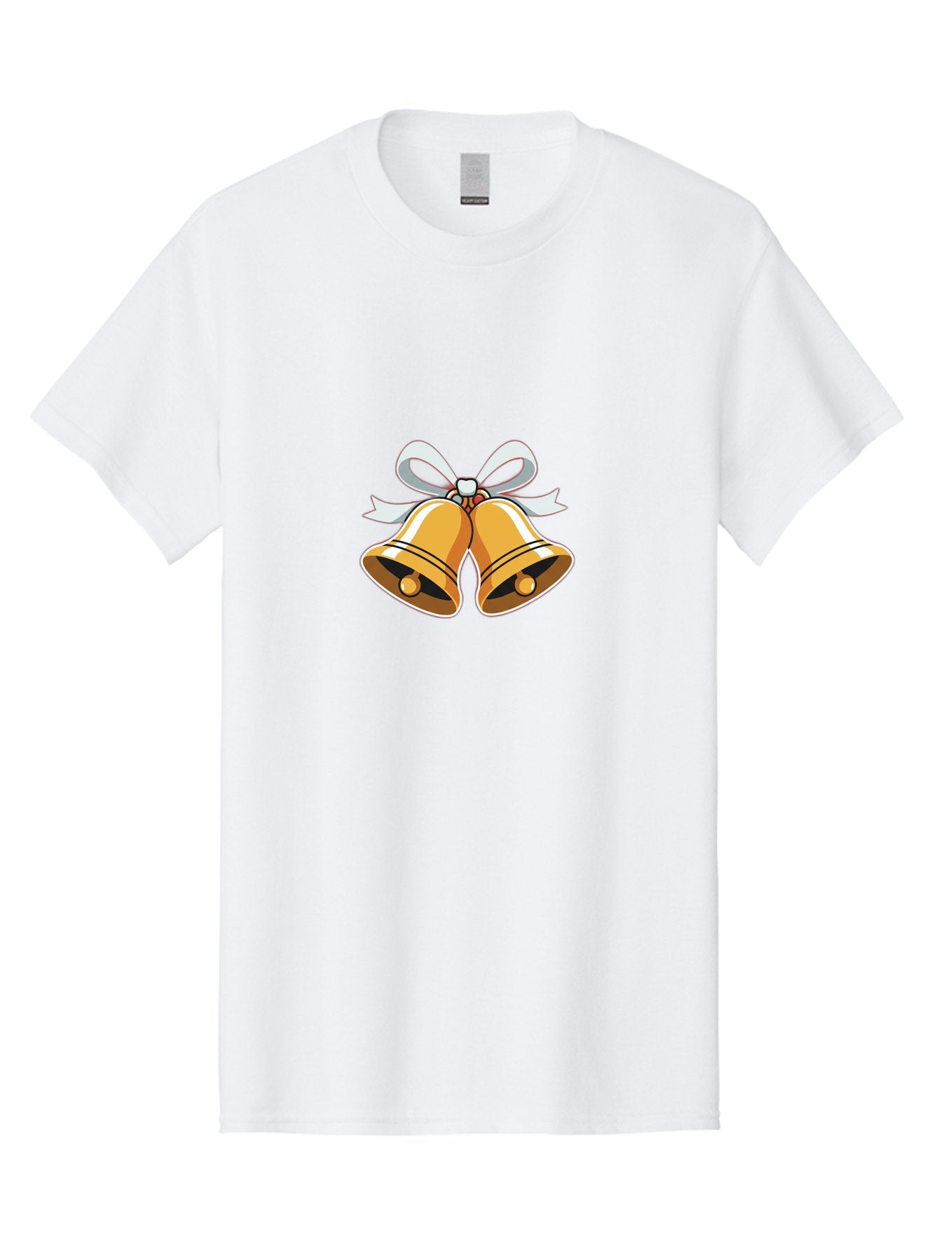 Golden-Bells-1 Men'S Graphic Tee, 100% Cotton, Comfortable Casual Summer Wear, Machine Washable, Golden Christmas Bells, Festive Decoration, Holiday Symbols, Shiny Bells, White Ribbon, Christmas Theme, Festive Atmosphere, Holiday Cheer, Baa768 11