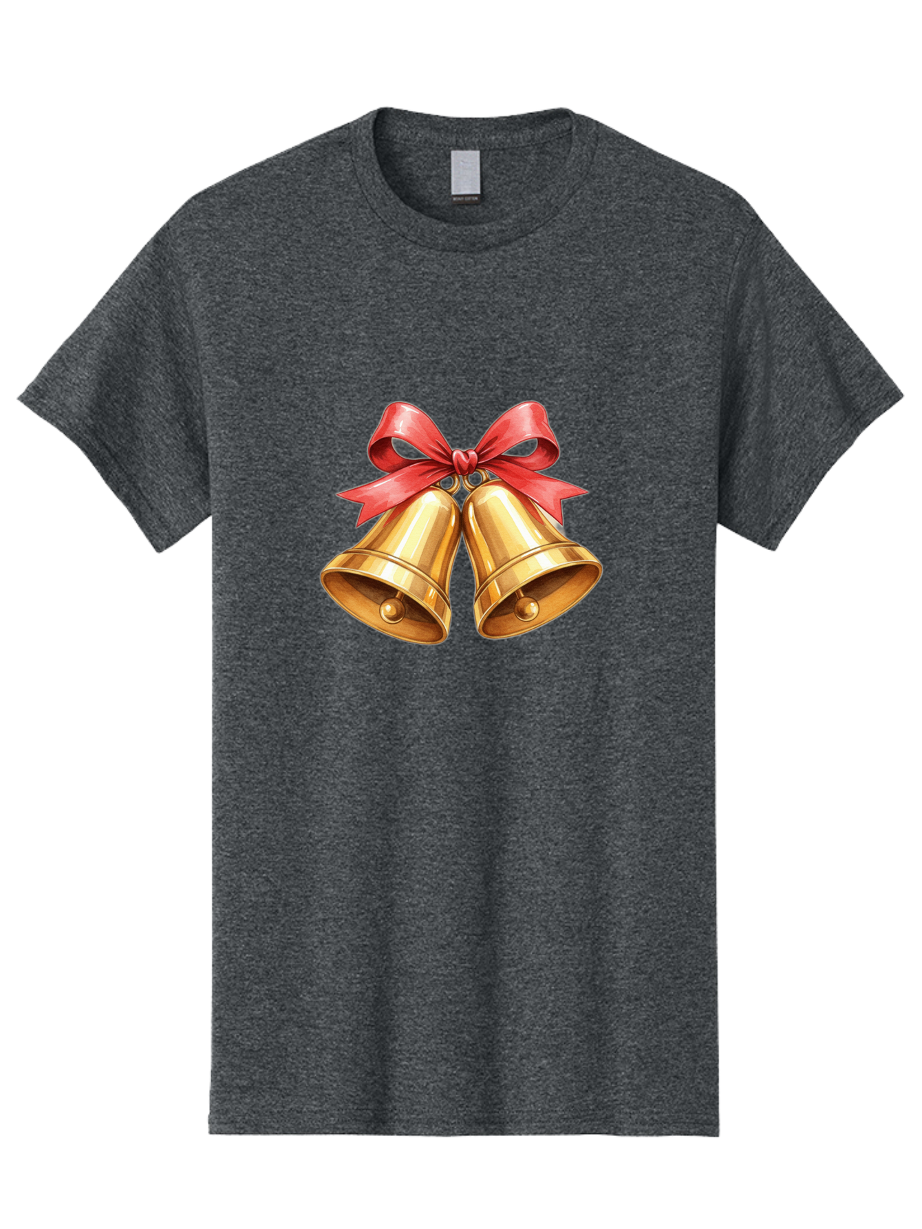 Golden-Bells-4 Men'S Graphic Tee, 100% Cotton, Comfortable Casual Summer Wear, Machine Washable, Golden Bells, Red Ribbon, Festive Decoration, Christmas Bells, Holiday Decor, Shiny Bells Baa771 23