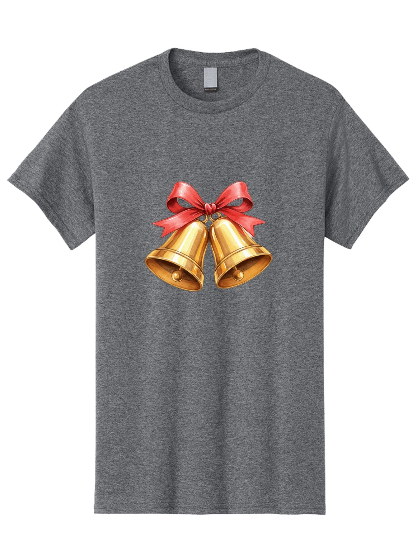Golden-Bells-4 Men'S Graphic Tee, 100% Cotton, Comfortable Casual Summer Wear, Machine Washable, Golden Bells, Red Ribbon, Festive Decoration, Christmas Bells, Holiday Decor, Shiny Bells Baa771 8