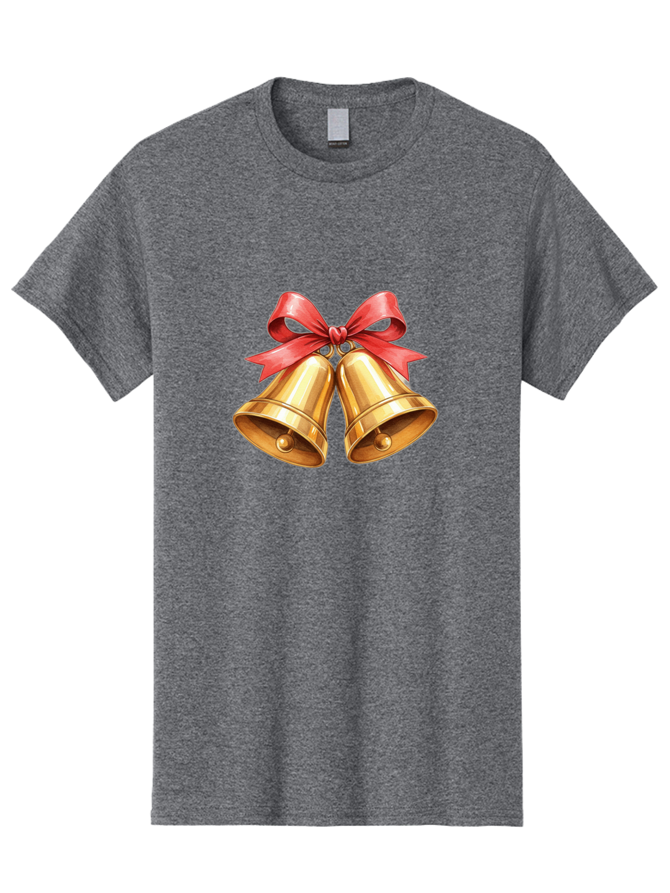 Golden-Bells-4 Men'S Graphic Tee, 100% Cotton, Comfortable Casual Summer Wear, Machine Washable, Golden Bells, Red Ribbon, Festive Decoration, Christmas Bells, Holiday Decor, Shiny Bells Baa771 11