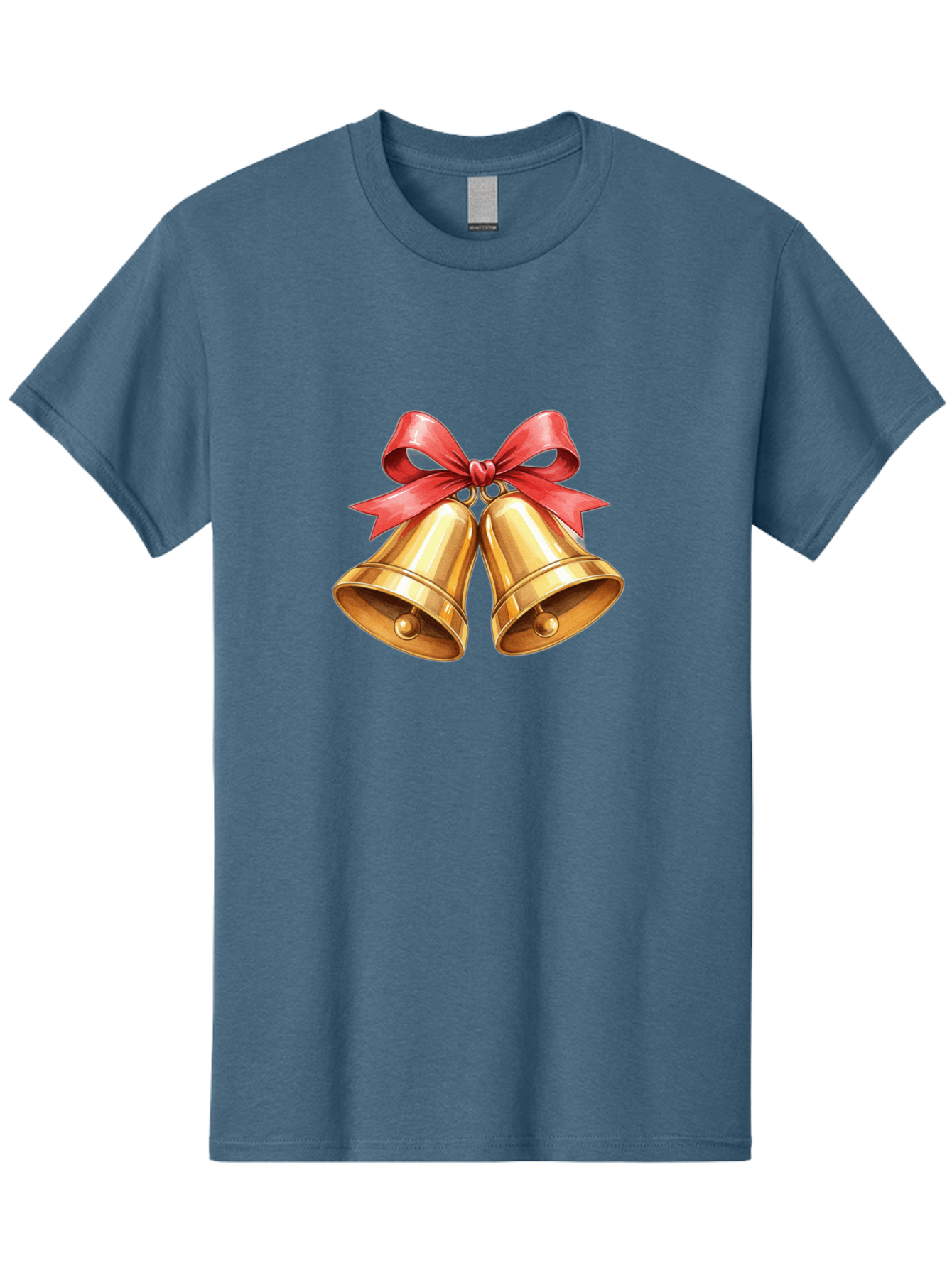 Golden-Bells-4 Men'S Graphic Tee, 100% Cotton, Comfortable Casual Summer Wear, Machine Washable, Golden Bells, Red Ribbon, Festive Decoration, Christmas Bells, Holiday Decor, Shiny Bells Baa771 13