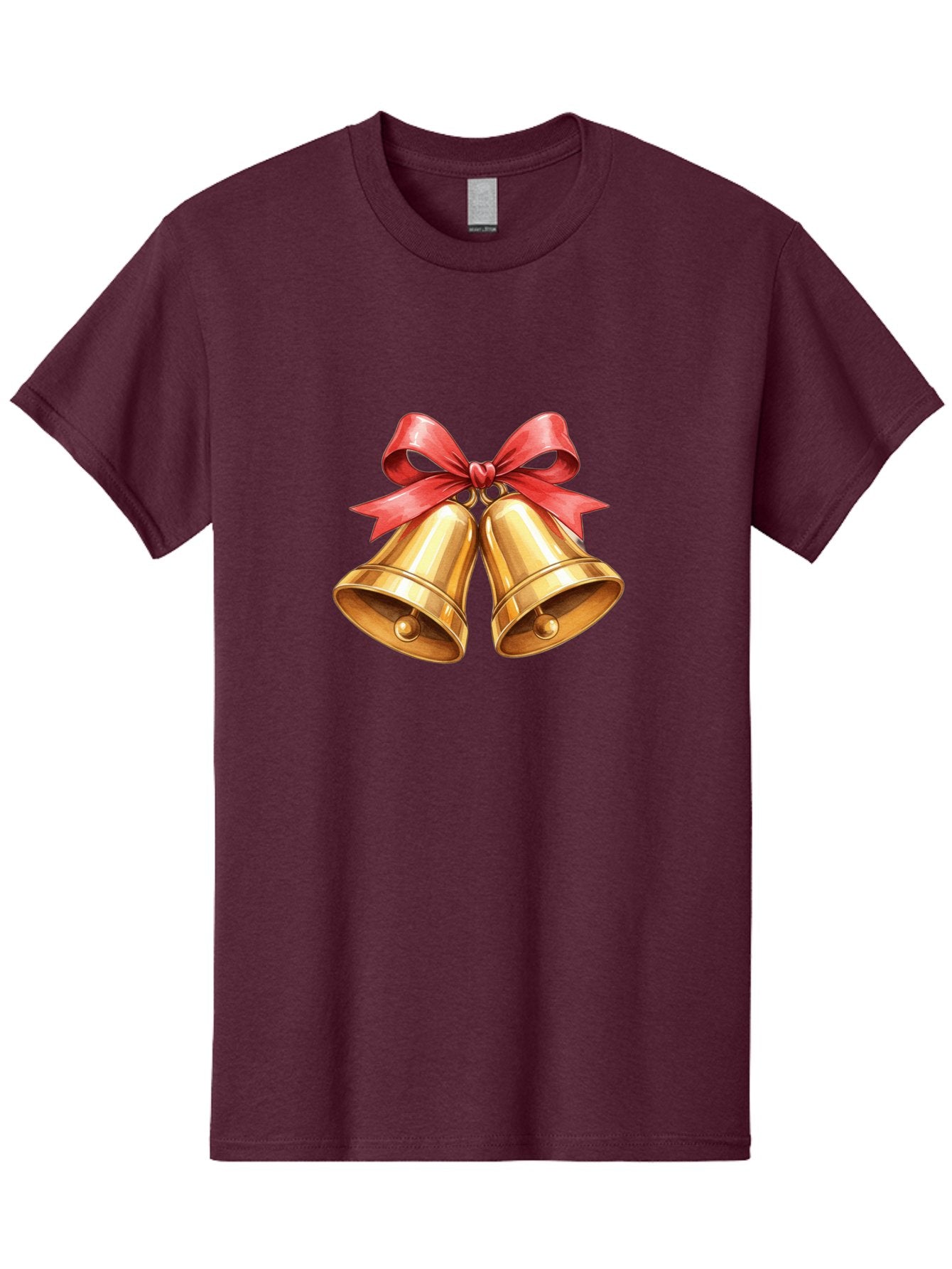 Golden-Bells-4 Men'S Graphic Tee, 100% Cotton, Comfortable Casual Summer Wear, Machine Washable, Golden Bells, Red Ribbon, Festive Decoration, Christmas Bells, Holiday Decor, Shiny Bells Baa771 7