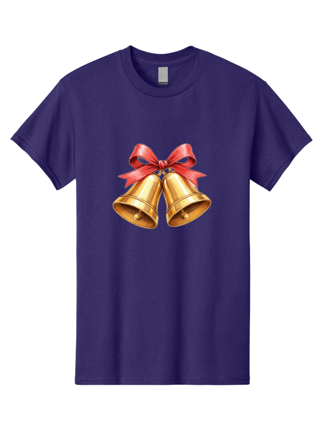 Golden-Bells-4 Men'S Graphic Tee, 100% Cotton, Comfortable Casual Summer Wear, Machine Washable, Golden Bells, Red Ribbon, Festive Decoration, Christmas Bells, Holiday Decor, Shiny Bells Baa771 29