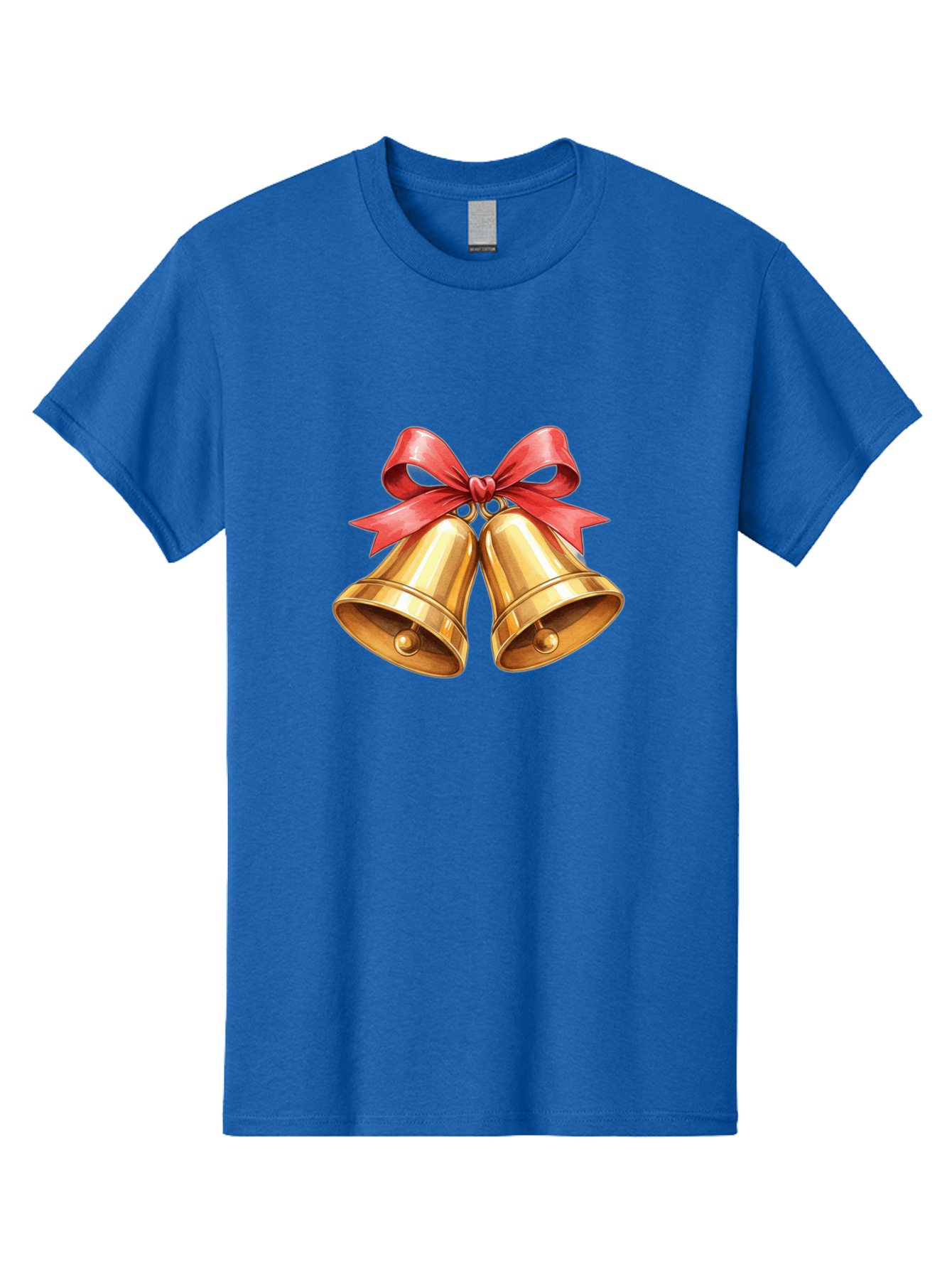 Golden-Bells-4 Men'S Graphic Tee, 100% Cotton, Comfortable Casual Summer Wear, Machine Washable, Golden Bells, Red Ribbon, Festive Decoration, Christmas Bells, Holiday Decor, Shiny Bells Baa771 21