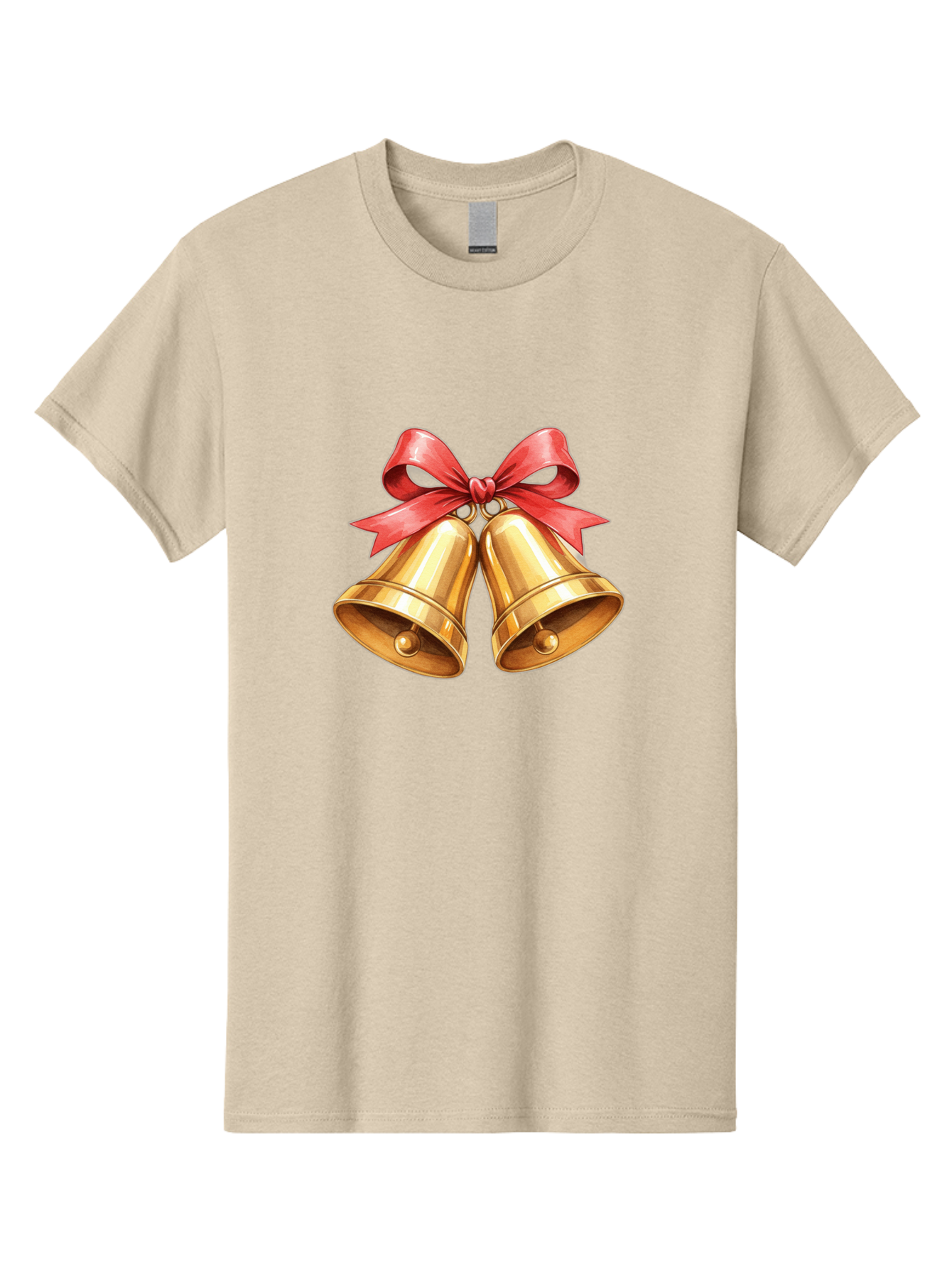 Golden-Bells-4 Men'S Graphic Tee, 100% Cotton, Comfortable Casual Summer Wear, Machine Washable, Golden Bells, Red Ribbon, Festive Decoration, Christmas Bells, Holiday Decor, Shiny Bells Baa771 17