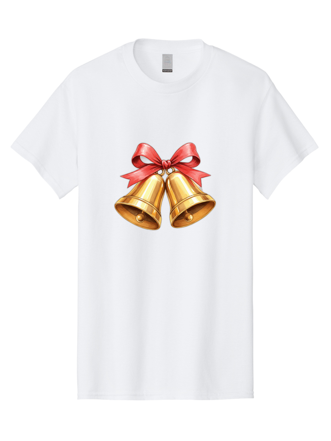 Golden-Bells-4 Men'S Graphic Tee, 100% Cotton, Comfortable Casual Summer Wear, Machine Washable, Golden Bells, Red Ribbon, Festive Decoration, Christmas Bells, Holiday Decor, Shiny Bells Baa771 15