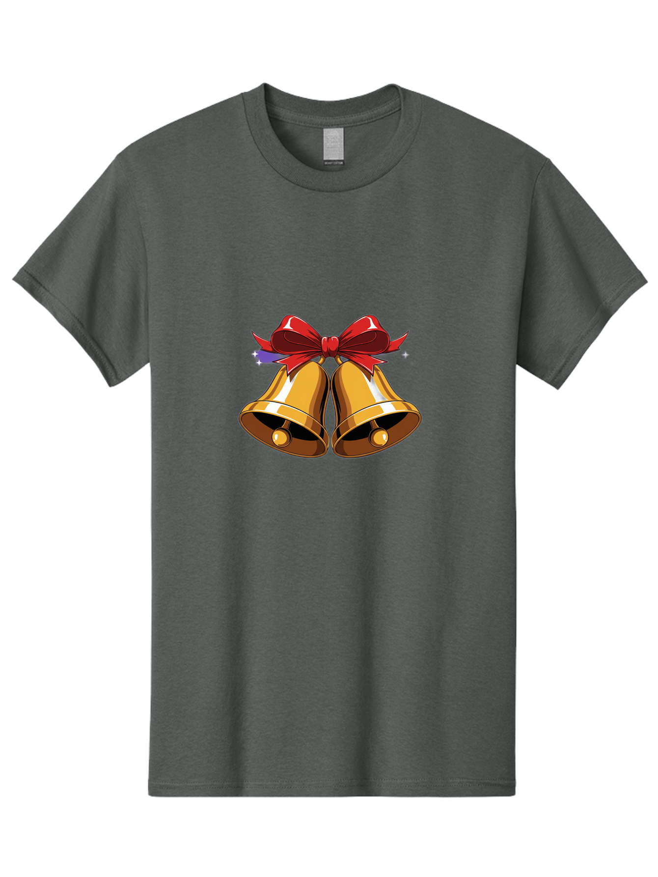 Golden-Bells-With-Red-Bow Men'S Graphic Tee, 100% Cotton, Comfortable Casual Summer Wear, Machine Washable, Golden Bells, Red Bow, Festive Decorations, Holiday Cheer, Jingling Sound, Christmas Theme, Shiny Bells, Celebratory Atmosphere, Baa772 29
