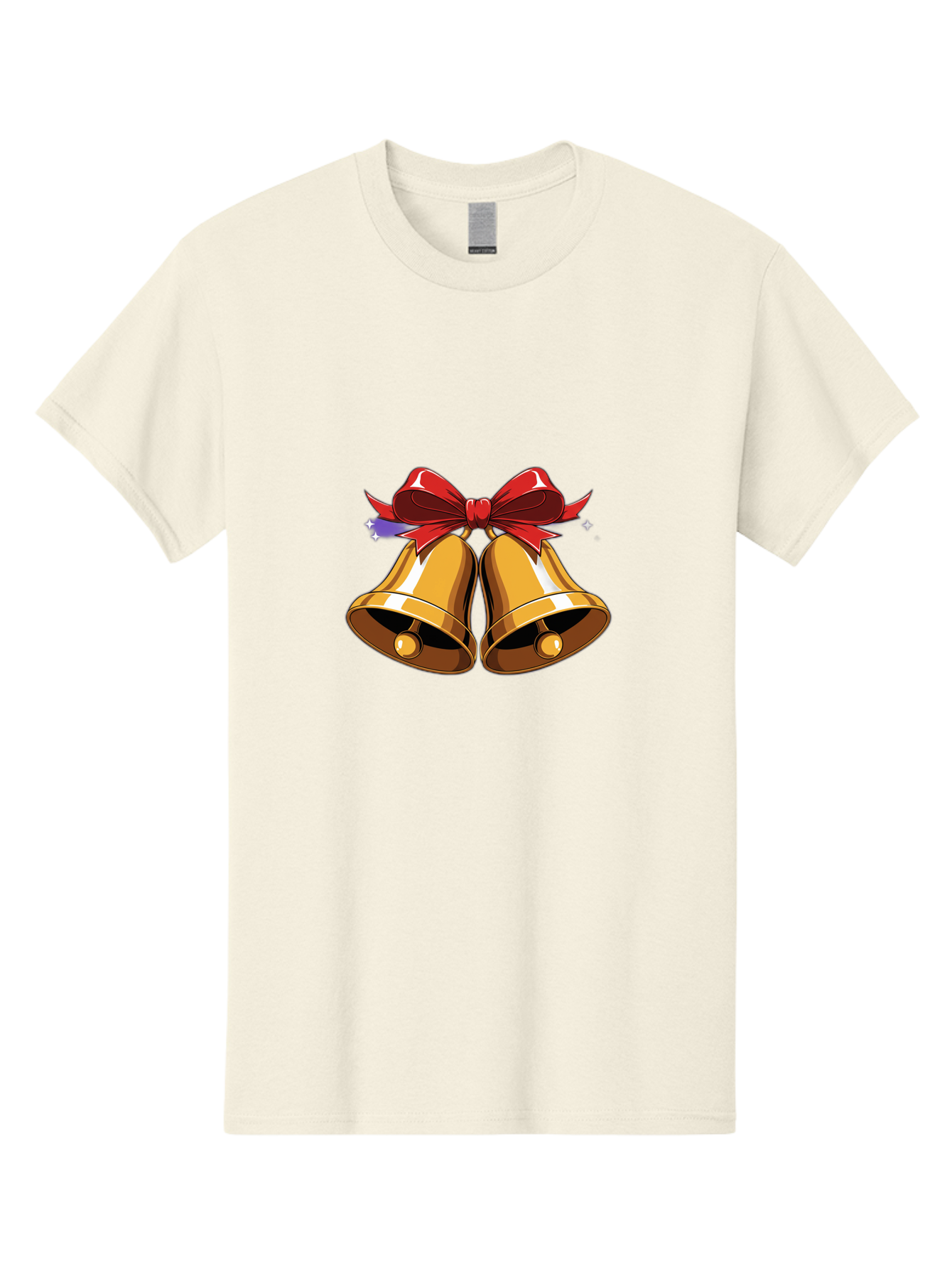 Golden-Bells-With-Red-Bow Men'S Graphic Tee, 100% Cotton, Comfortable Casual Summer Wear, Machine Washable, Golden Bells, Red Bow, Festive Decorations, Holiday Cheer, Jingling Sound, Christmas Theme, Shiny Bells, Celebratory Atmosphere, Baa772 15
