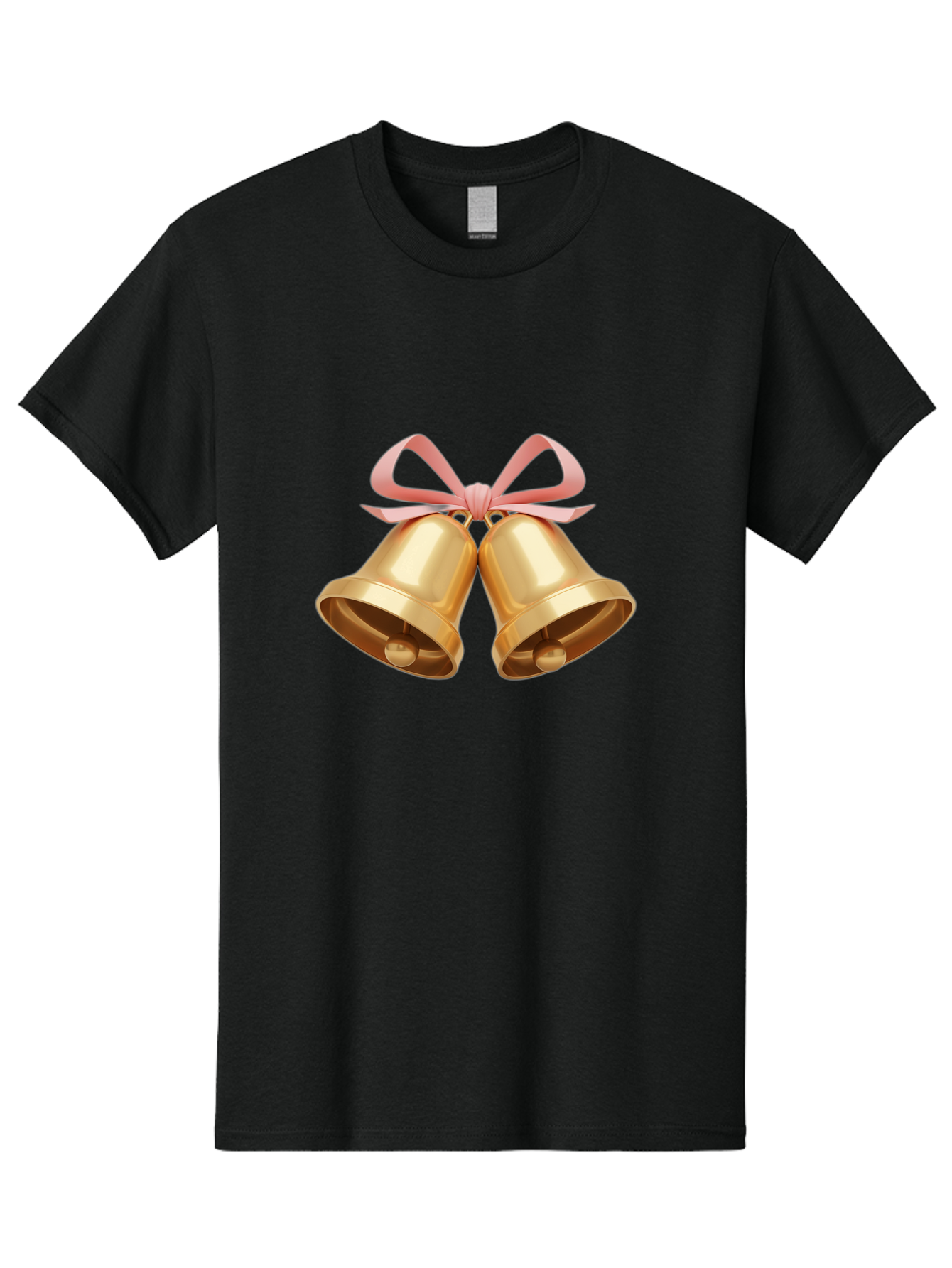 Golden-Bells Men'S Graphic Tee, 100% Cotton, Comfortable Casual Summer Wear, Machine Washable, Golden Bells, Pink Ribbon, Festive Decor, Holiday Decorations, Christmas Ornaments, Shiny Bells, Celebratory Symbols, Elegant Gift Wrapping Baa773 15