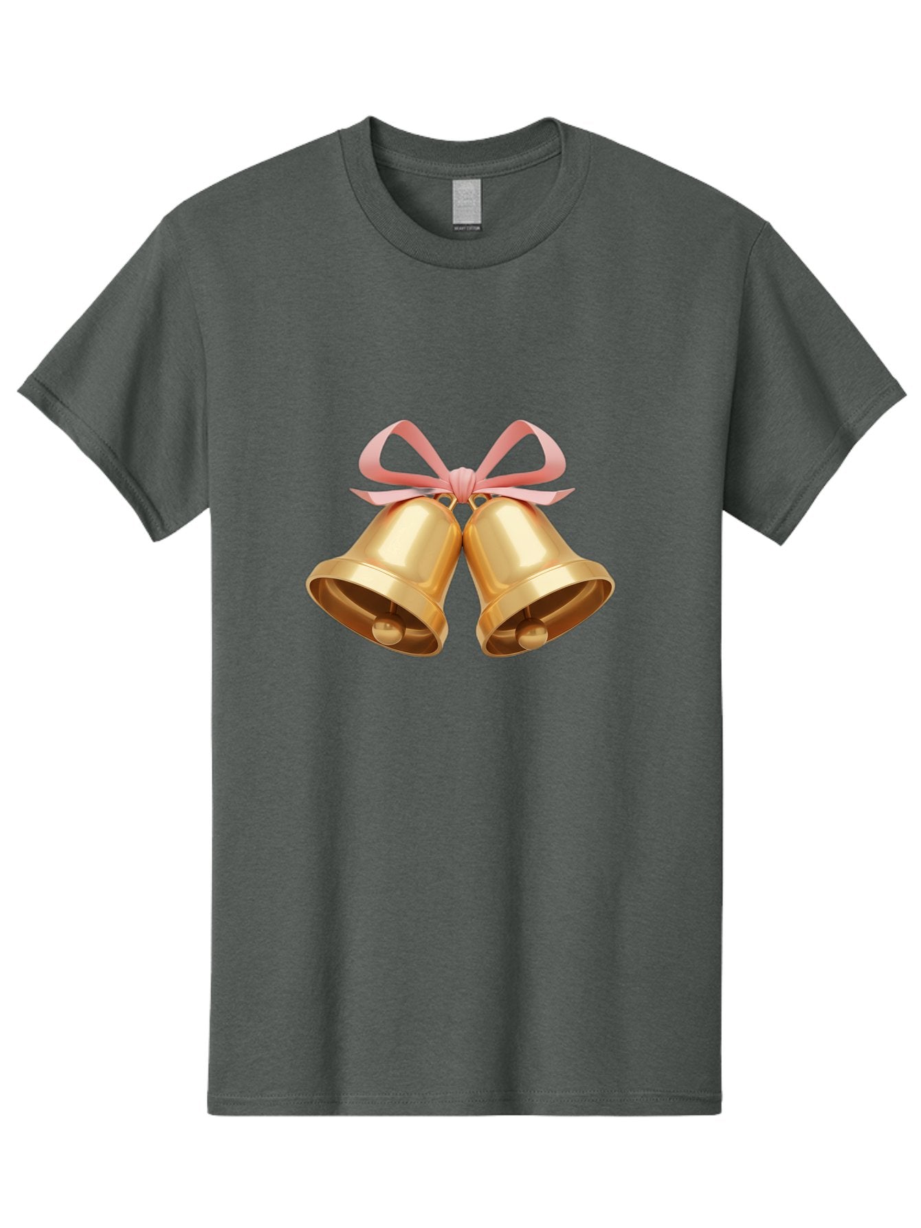 Golden-Bells Men'S Graphic Tee, 100% Cotton, Comfortable Casual Summer Wear, Machine Washable, Golden Bells, Pink Ribbon, Festive Decor, Holiday Decorations, Christmas Ornaments, Shiny Bells, Celebratory Symbols, Elegant Gift Wrapping Baa773 13