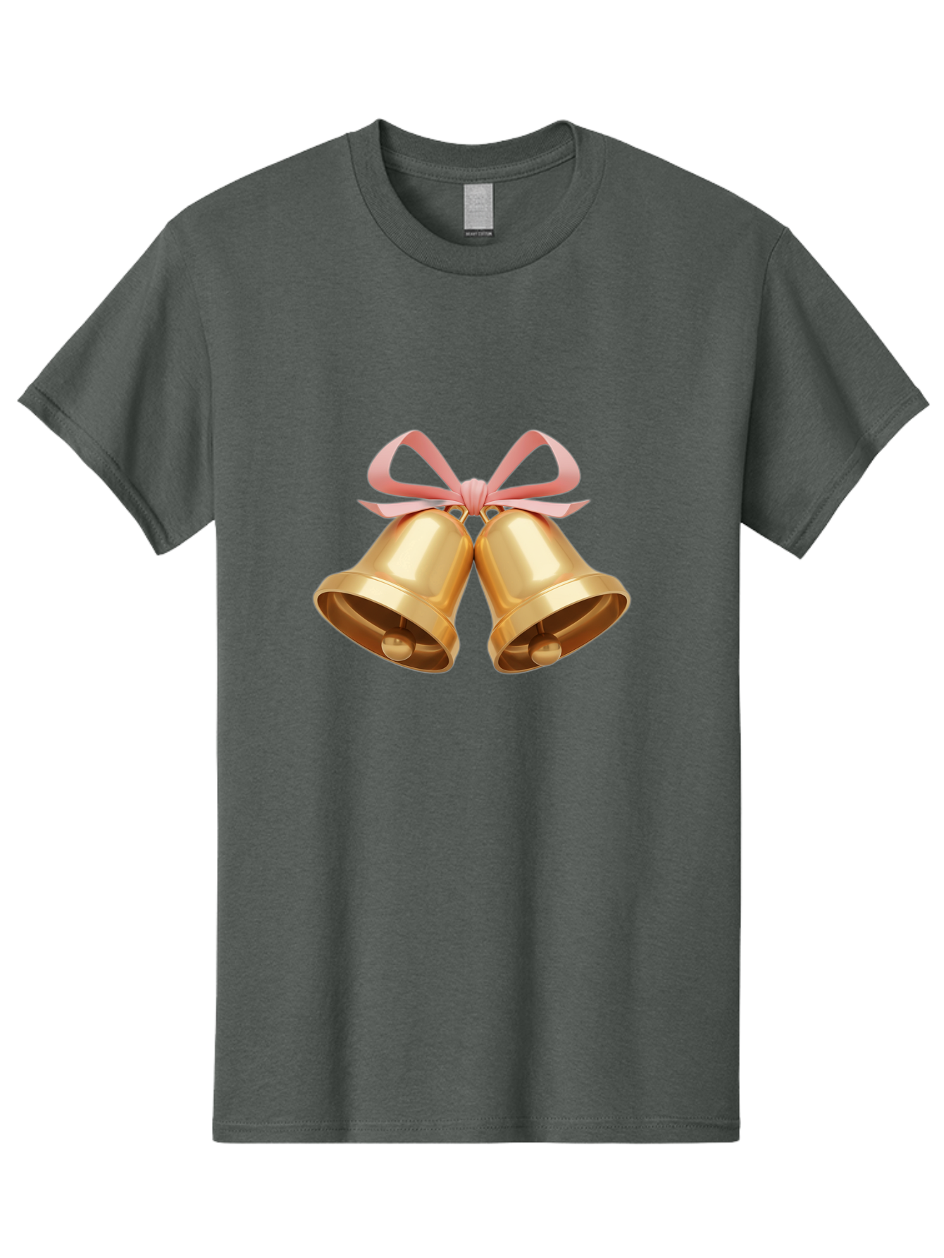 Golden-Bells Men'S Graphic Tee, 100% Cotton, Comfortable Casual Summer Wear, Machine Washable, Golden Bells, Pink Ribbon, Festive Decor, Holiday Decorations, Christmas Ornaments, Shiny Bells, Celebratory Symbols, Elegant Gift Wrapping Baa773 29