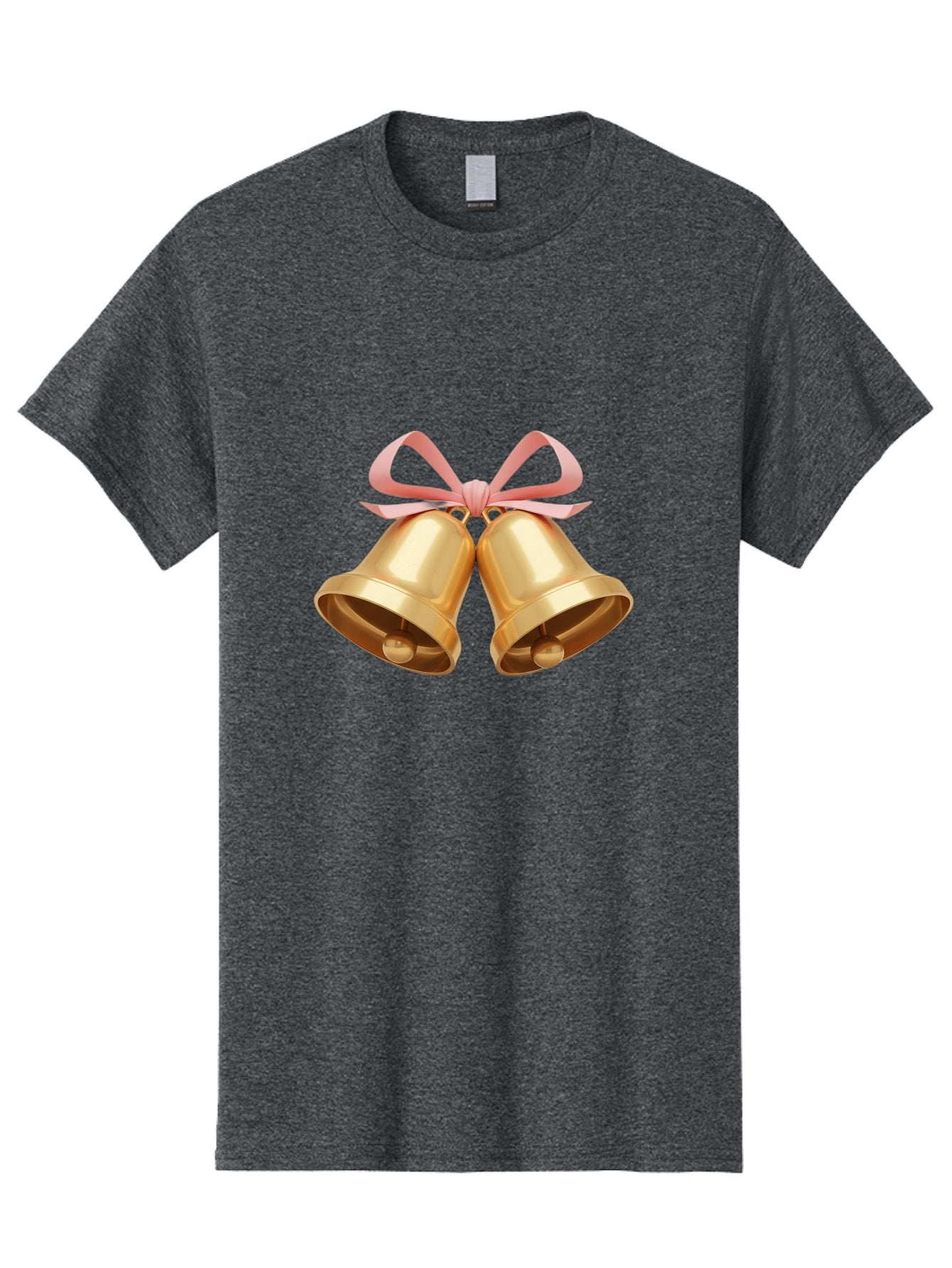 Golden-Bells Men'S Graphic Tee, 100% Cotton, Comfortable Casual Summer Wear, Machine Washable, Golden Bells, Pink Ribbon, Festive Decor, Holiday Decorations, Christmas Ornaments, Shiny Bells, Celebratory Symbols, Elegant Gift Wrapping Baa773 11