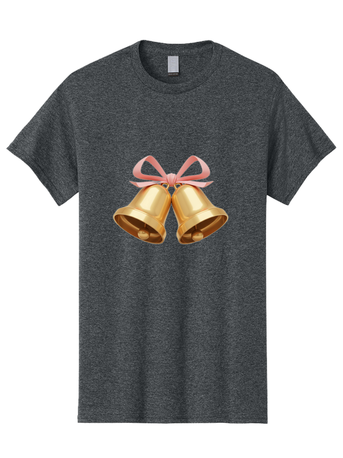Golden-Bells Men'S Graphic Tee, 100% Cotton, Comfortable Casual Summer Wear, Machine Washable, Golden Bells, Pink Ribbon, Festive Decor, Holiday Decorations, Christmas Ornaments, Shiny Bells, Celebratory Symbols, Elegant Gift Wrapping Baa773 7