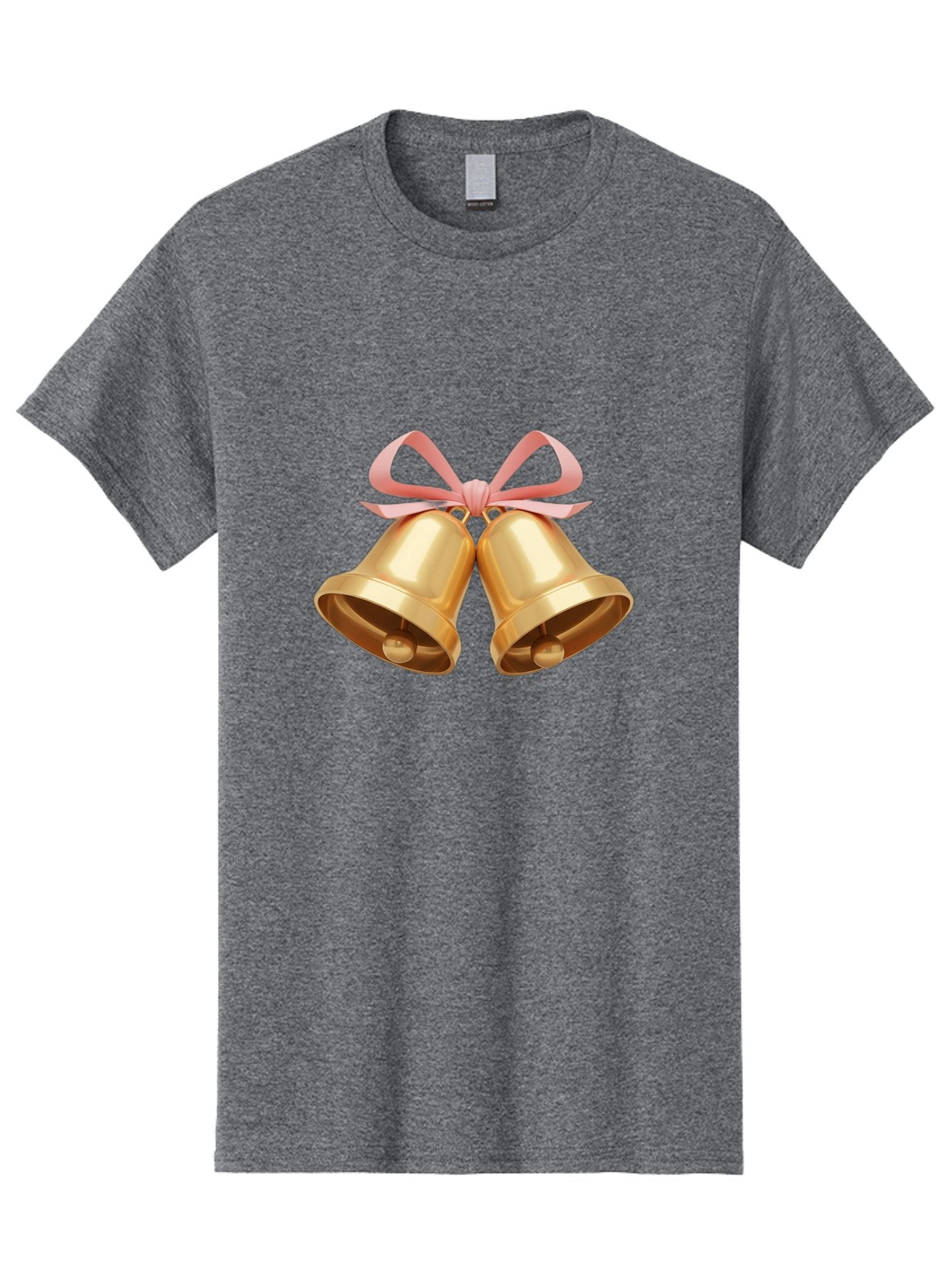 Golden-Bells Men'S Graphic Tee, 100% Cotton, Comfortable Casual Summer Wear, Machine Washable, Golden Bells, Pink Ribbon, Festive Decor, Holiday Decorations, Christmas Ornaments, Shiny Bells, Celebratory Symbols, Elegant Gift Wrapping Baa773 8