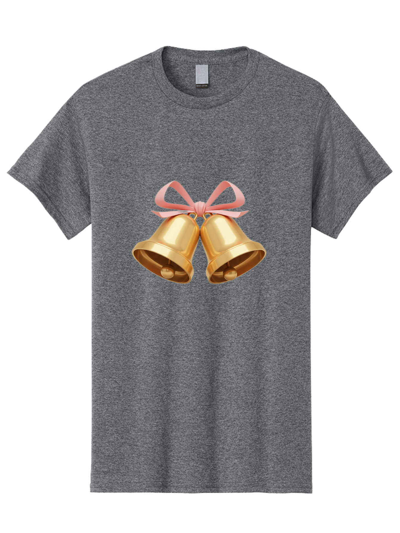 Golden-Bells Men'S Graphic Tee, 100% Cotton, Comfortable Casual Summer Wear, Machine Washable, Golden Bells, Pink Ribbon, Festive Decor, Holiday Decorations, Christmas Ornaments, Shiny Bells, Celebratory Symbols, Elegant Gift Wrapping Baa773 11