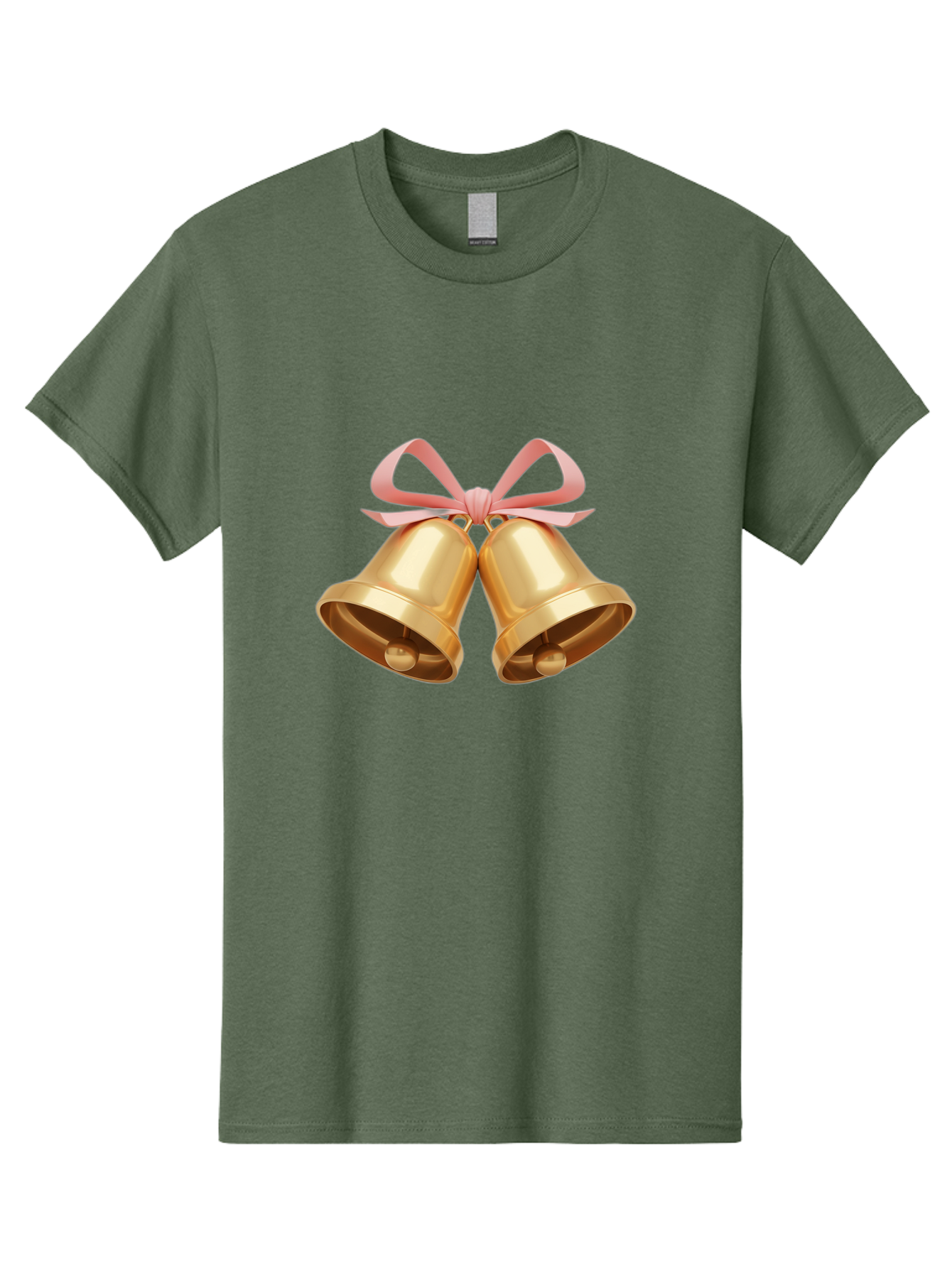 Golden-Bells Men'S Graphic Tee, 100% Cotton, Comfortable Casual Summer Wear, Machine Washable, Golden Bells, Pink Ribbon, Festive Decor, Holiday Decorations, Christmas Ornaments, Shiny Bells, Celebratory Symbols, Elegant Gift Wrapping Baa773 23