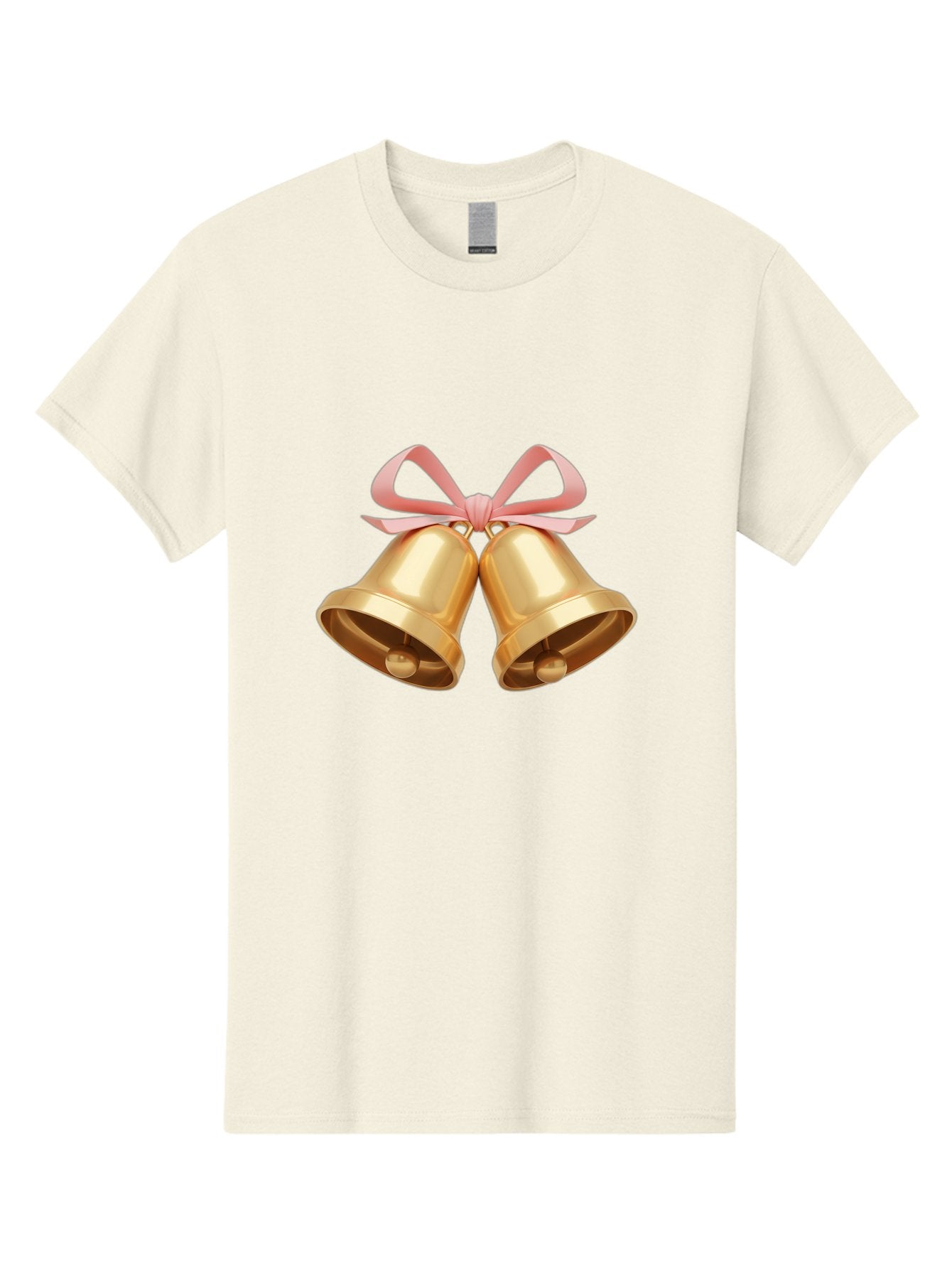 Golden-Bells Men'S Graphic Tee, 100% Cotton, Comfortable Casual Summer Wear, Machine Washable, Golden Bells, Pink Ribbon, Festive Decor, Holiday Decorations, Christmas Ornaments, Shiny Bells, Celebratory Symbols, Elegant Gift Wrapping Baa773 10