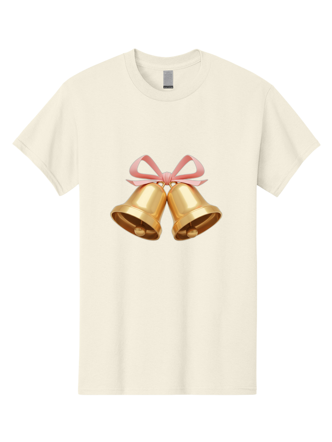Golden-Bells Men'S Graphic Tee, 100% Cotton, Comfortable Casual Summer Wear, Machine Washable, Golden Bells, Pink Ribbon, Festive Decor, Holiday Decorations, Christmas Ornaments, Shiny Bells, Celebratory Symbols, Elegant Gift Wrapping Baa773 27