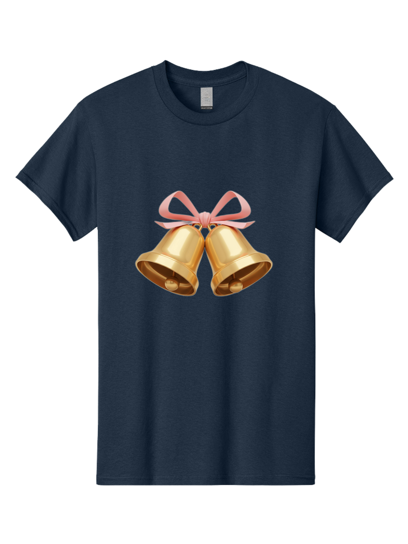 Golden-Bells Men'S Graphic Tee, 100% Cotton, Comfortable Casual Summer Wear, Machine Washable, Golden Bells, Pink Ribbon, Festive Decor, Holiday Decorations, Christmas Ornaments, Shiny Bells, Celebratory Symbols, Elegant Gift Wrapping Baa773 25