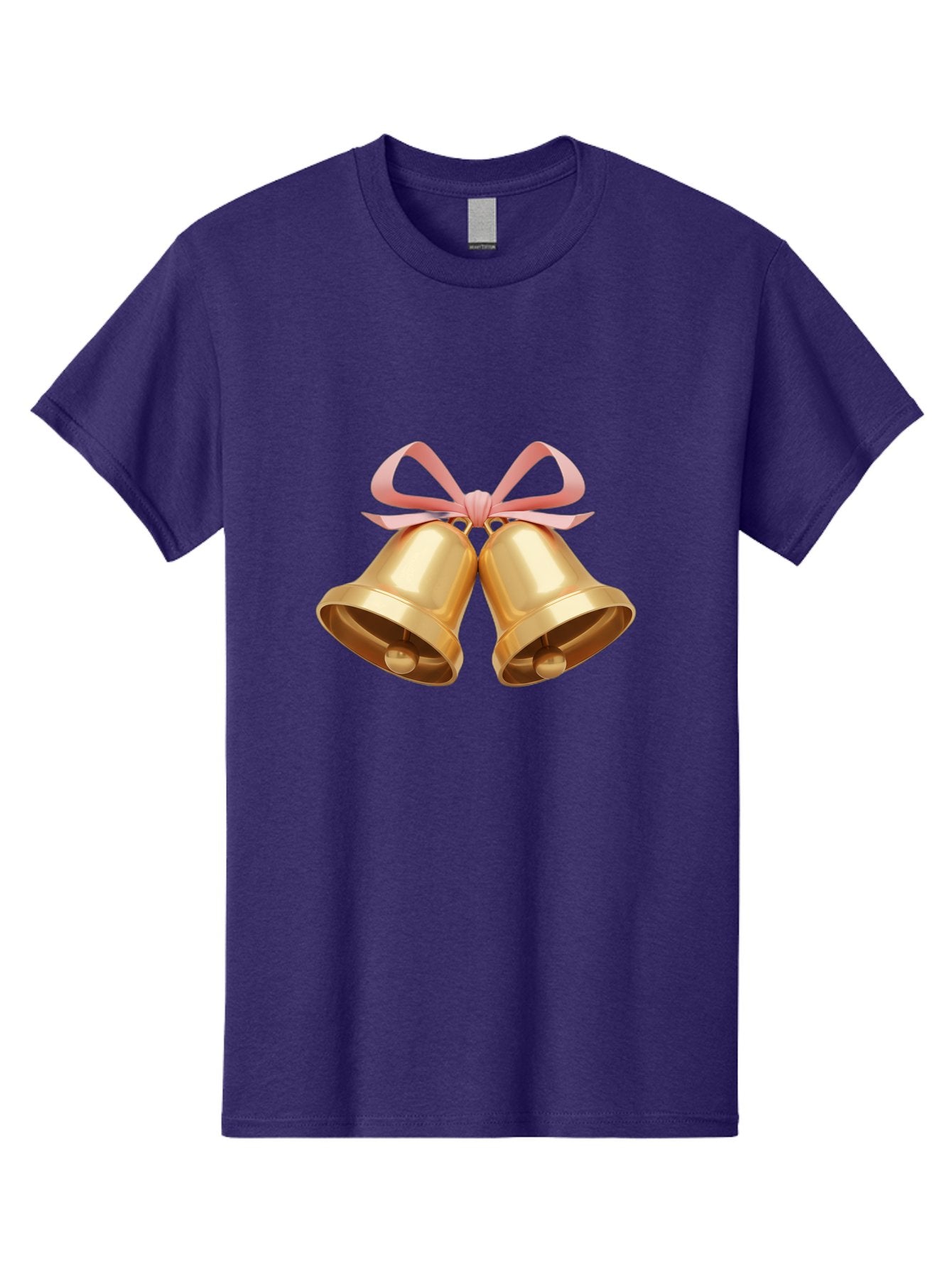 Golden-Bells Men'S Graphic Tee, 100% Cotton, Comfortable Casual Summer Wear, Machine Washable, Golden Bells, Pink Ribbon, Festive Decor, Holiday Decorations, Christmas Ornaments, Shiny Bells, Celebratory Symbols, Elegant Gift Wrapping Baa773 12